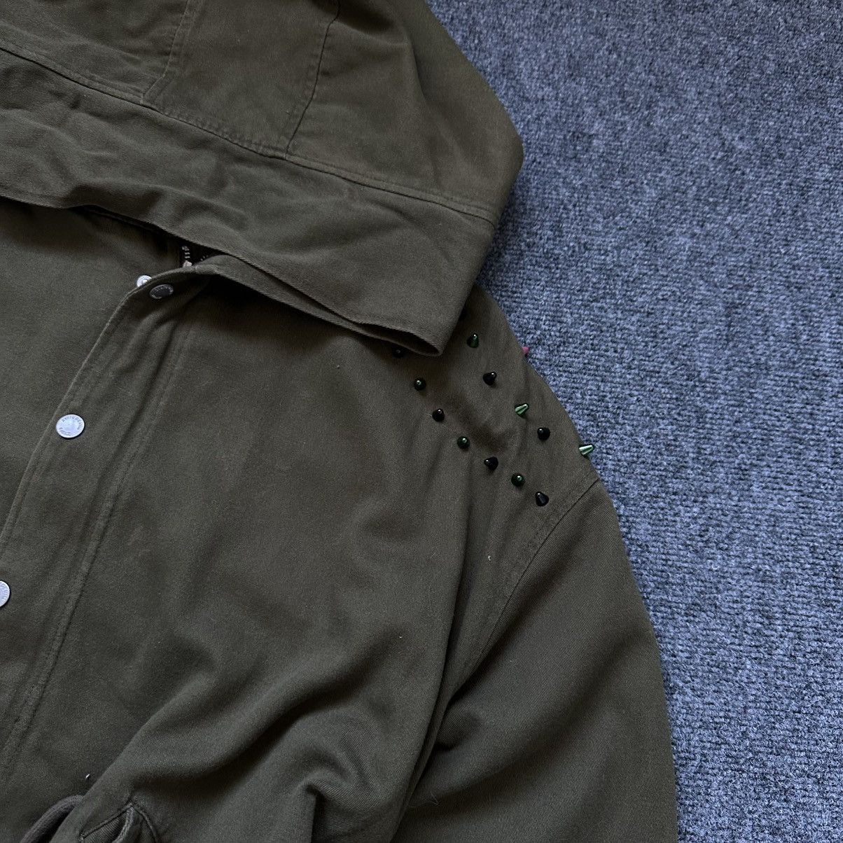 Zara VTG Zara Basic Dept Denim L Khaki Green Funky Jacket Studded Size L / US 10 / IT 46 - 6 Thumbnail