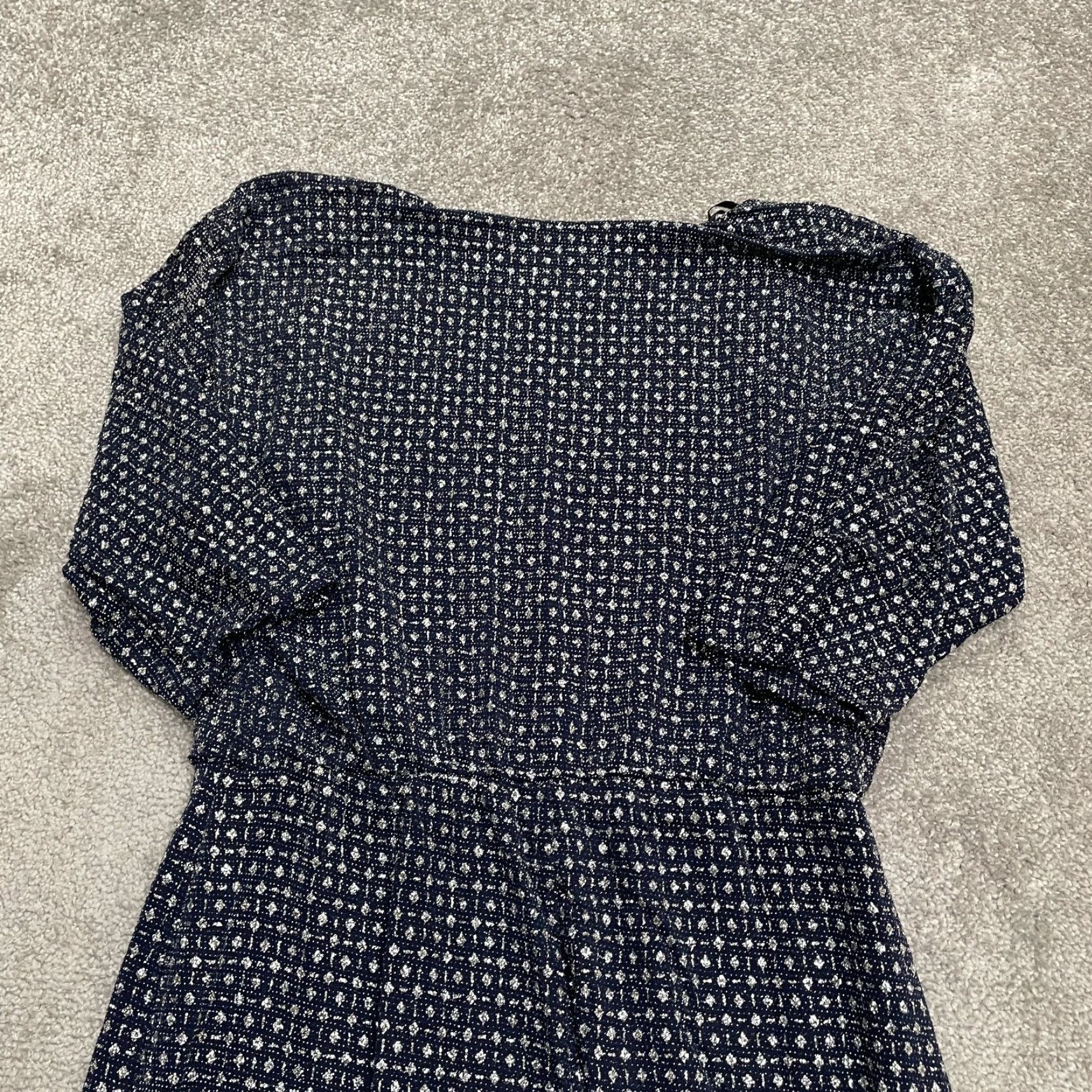 Vintage En Focus Studio Womens Midi Sheath Dress Blue 10 Half Sleeve Glitter Shiny Size L / US 10 / IT 46 - 3 Thumbnail