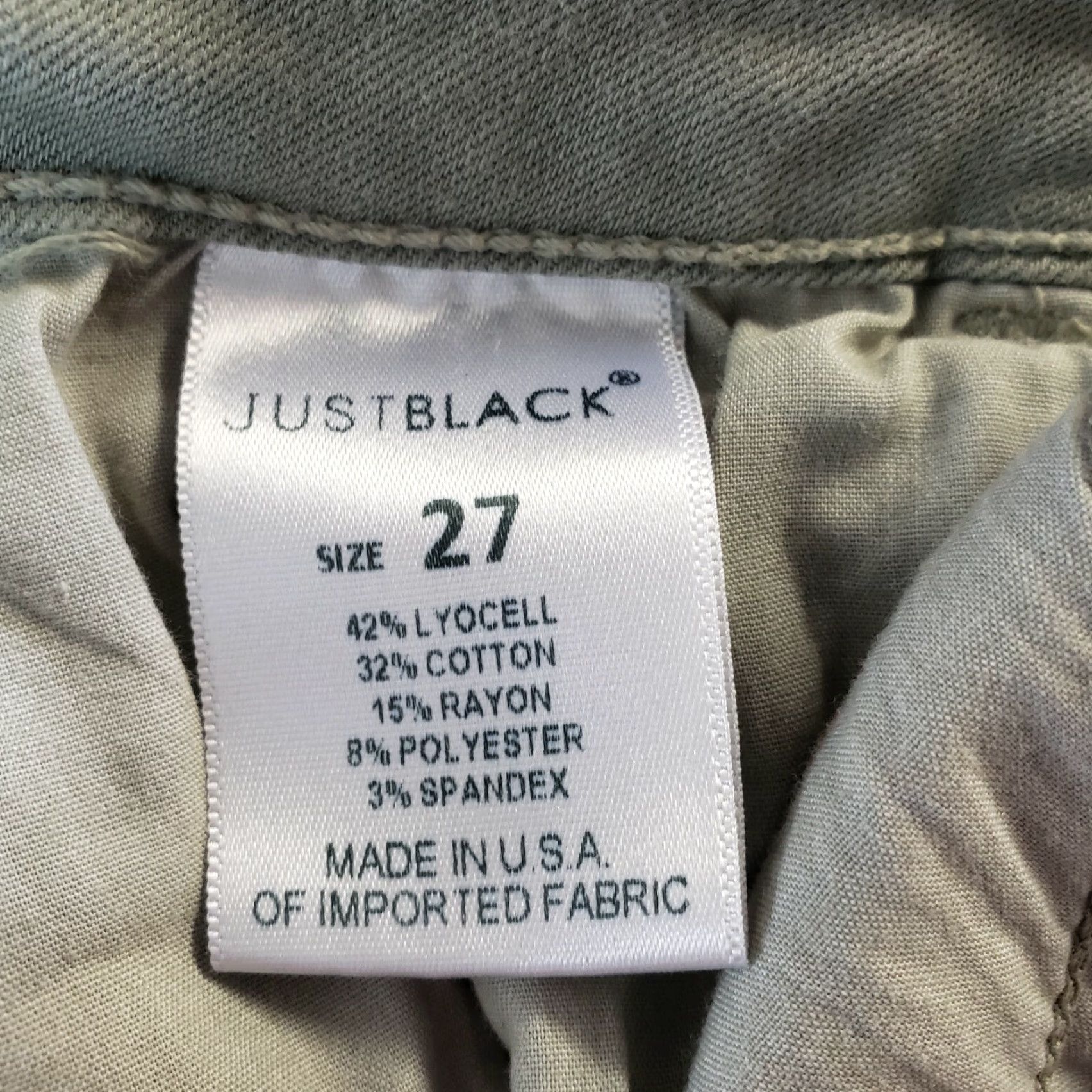 Vintage JUST BLACK Womens Skinny Cropped Jeans Sz 27 Green Distressed Raw Hem Mid Rise Denim Cotton Blend Crosscheck Zip Inseam 25.5in Women's Jeans Size 27" / US 4 / IT 40 - 6 Thumbnail