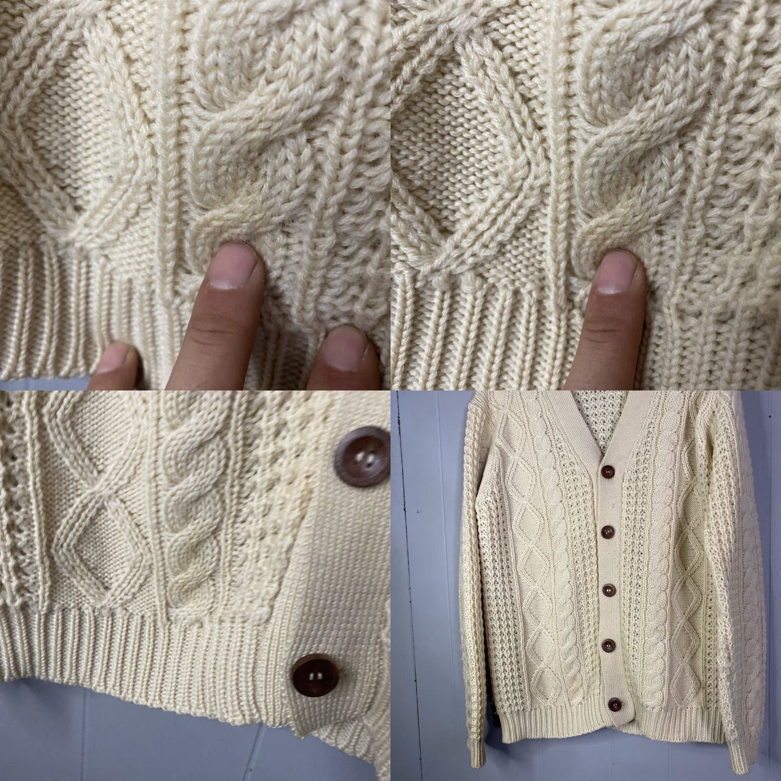 Vintage VINTAGE Panda Cardigan Sweater Beige Wool Crew Neck Button Down Cable-Knit M Womens/Unisex Adults Size M / US 6-8 / IT 42-44 - 8 Thumbnail