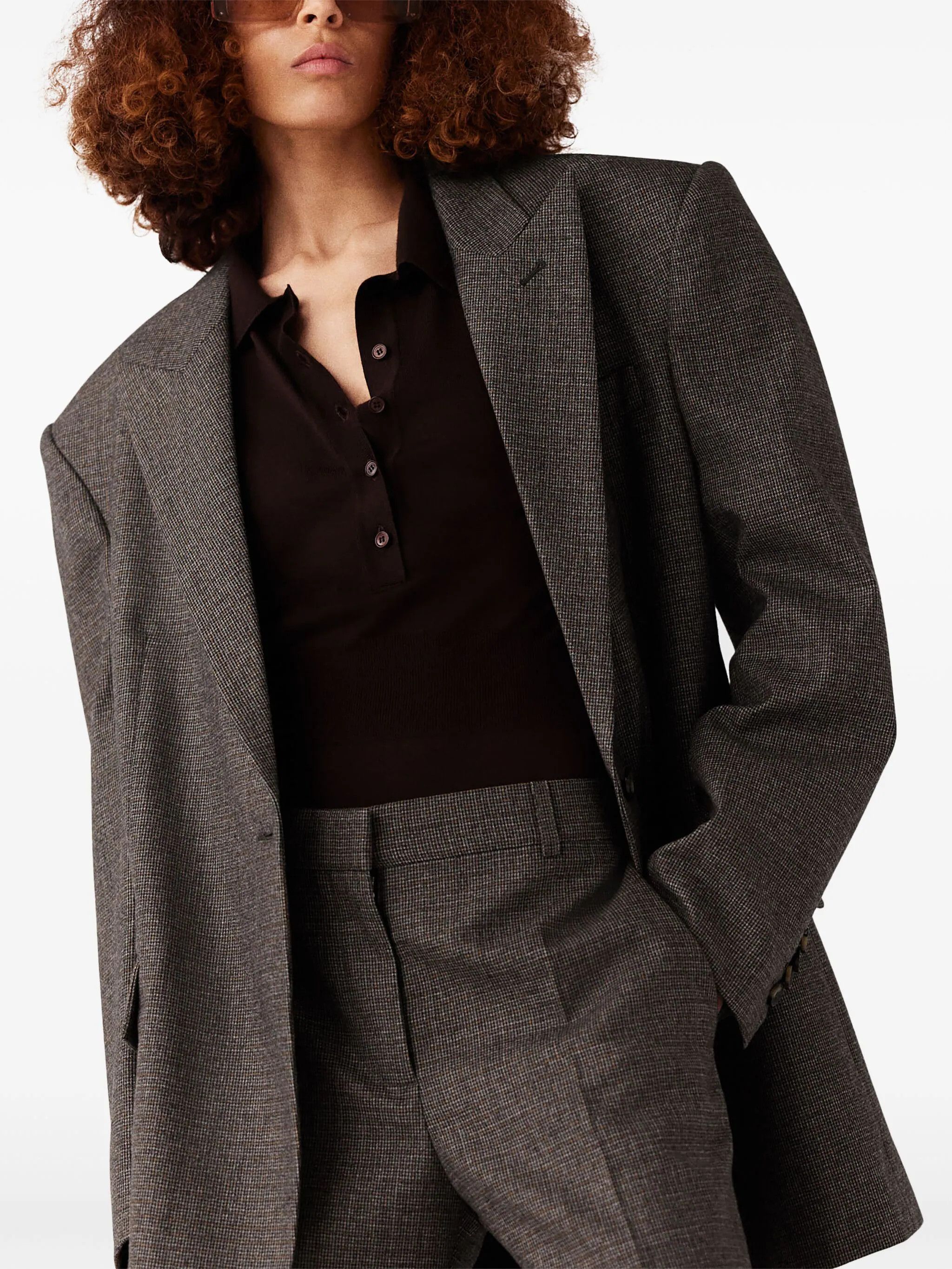 Stella McCartney o1s22i1n1024 Houndstooth Single Breasted Blazer in Grey Size S / US 4 / IT 40 - 5 Thumbnail