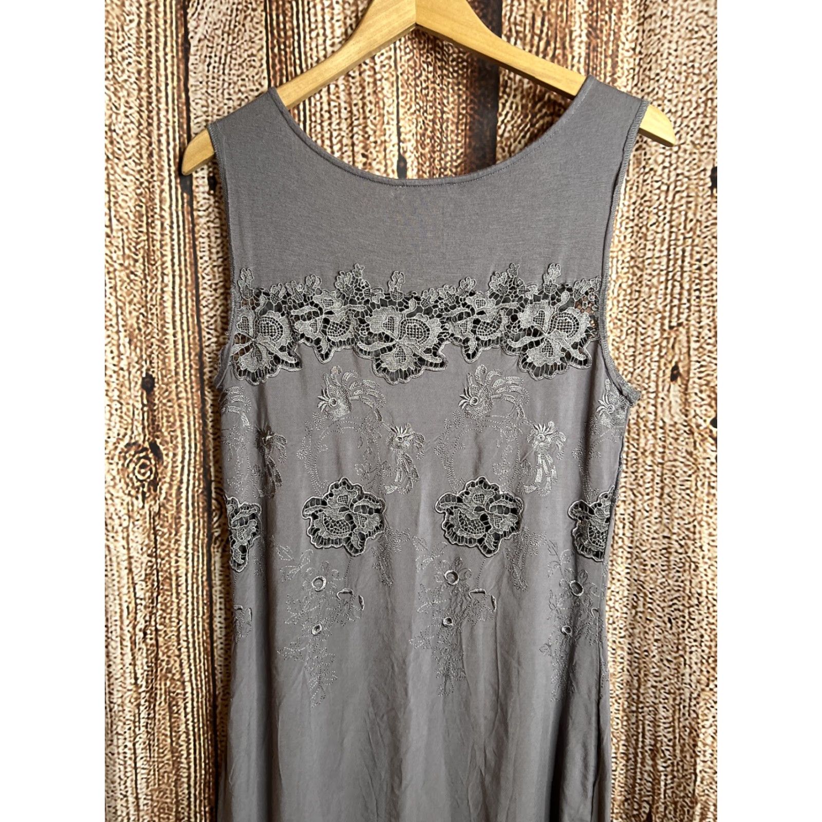 Vintage Sundance Dress Size 6 Gray Embroidered Womens Rayon Size M / US 6-8 / IT 42-44 - 5 Thumbnail