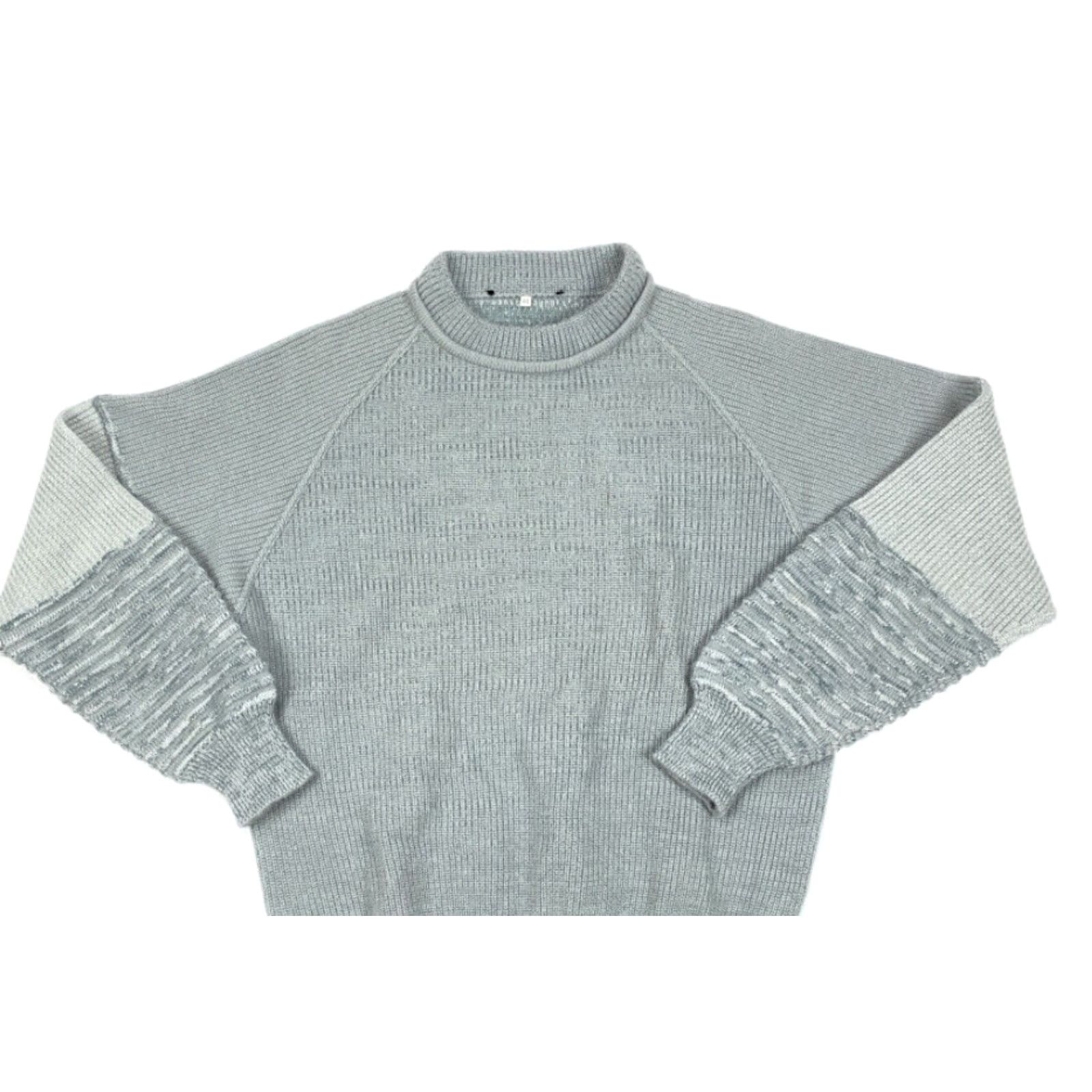 Vintage VTG Gray Chunky Knit Pullover Sweater Wool Blend Italy Made M Men High Neck 80s 90s Preppy Vintage Classic Casual Mens Size US M / EU 48-50 / 2 - 3 Thumbnail