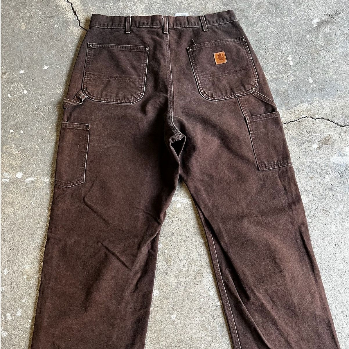 Carhartt × Vintage Carhartt brown faded double knee work wear carpenter pants Size US 33 - 5 Thumbnail