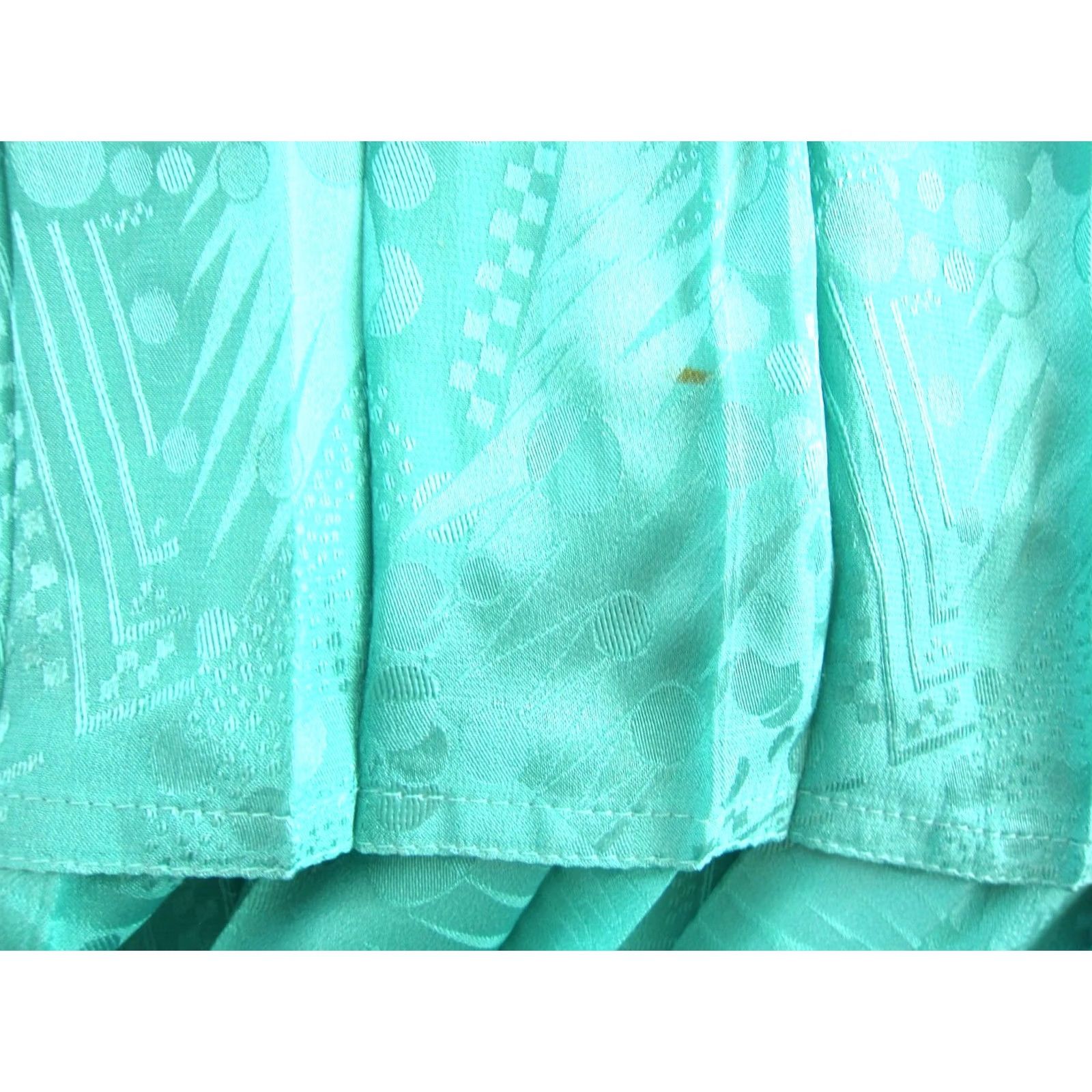 Nordstrom VINTAGE Nordstrom Point of View 100% Silk Teal Blue Short Sleeve Pleat Midi Dress 14 Size 36" / US 14 / IT 50 - 6 Thumbnail