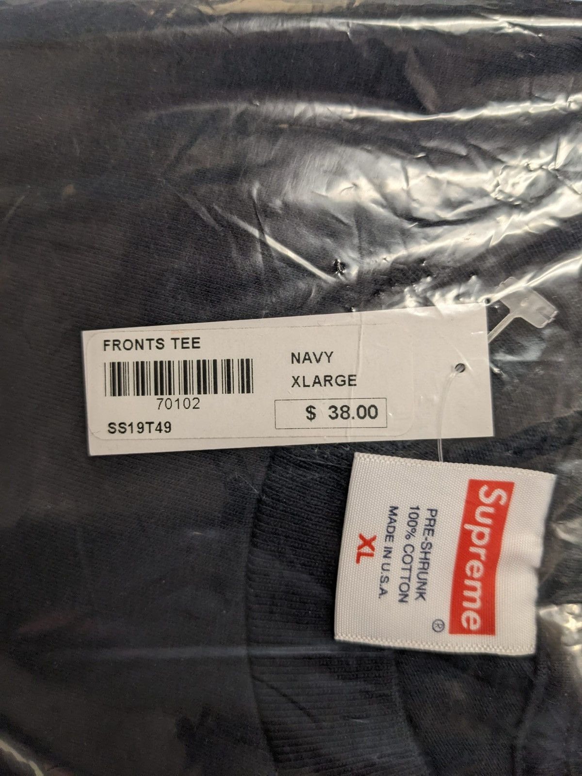 Supreme SS19 SUPREME FRONTS TEE T-SHIRT NAVY XL 2019 Size US XL / EU 56 / 4 - 6 Thumbnail