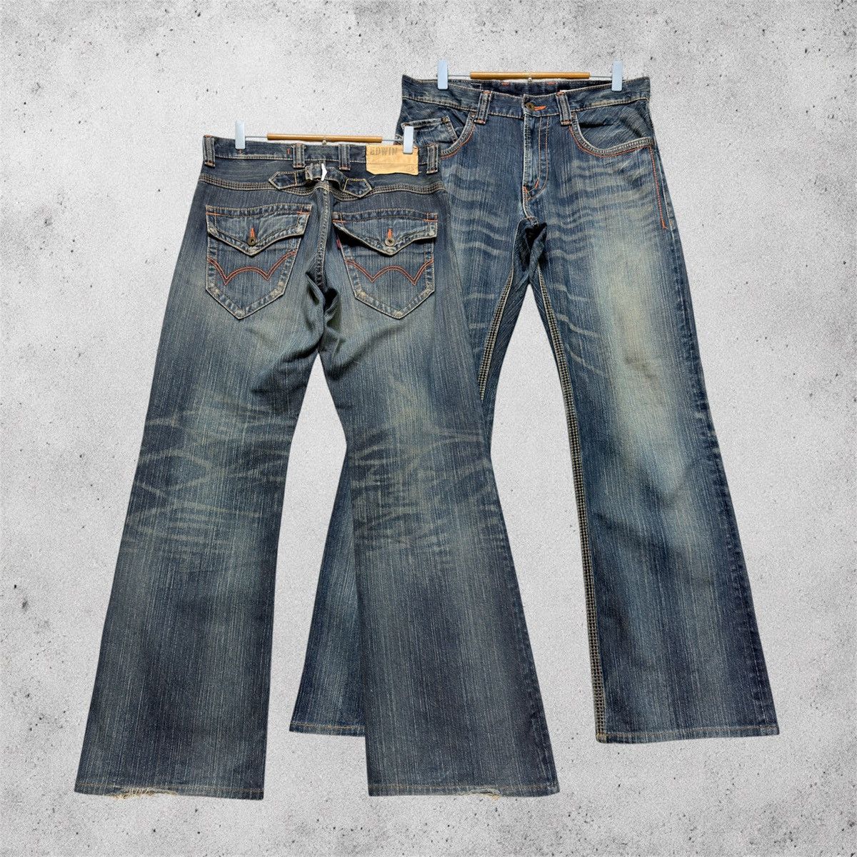 Vintage Edwin 503 XVS Flare Jeans Y2K Archive Mud Wash Denim