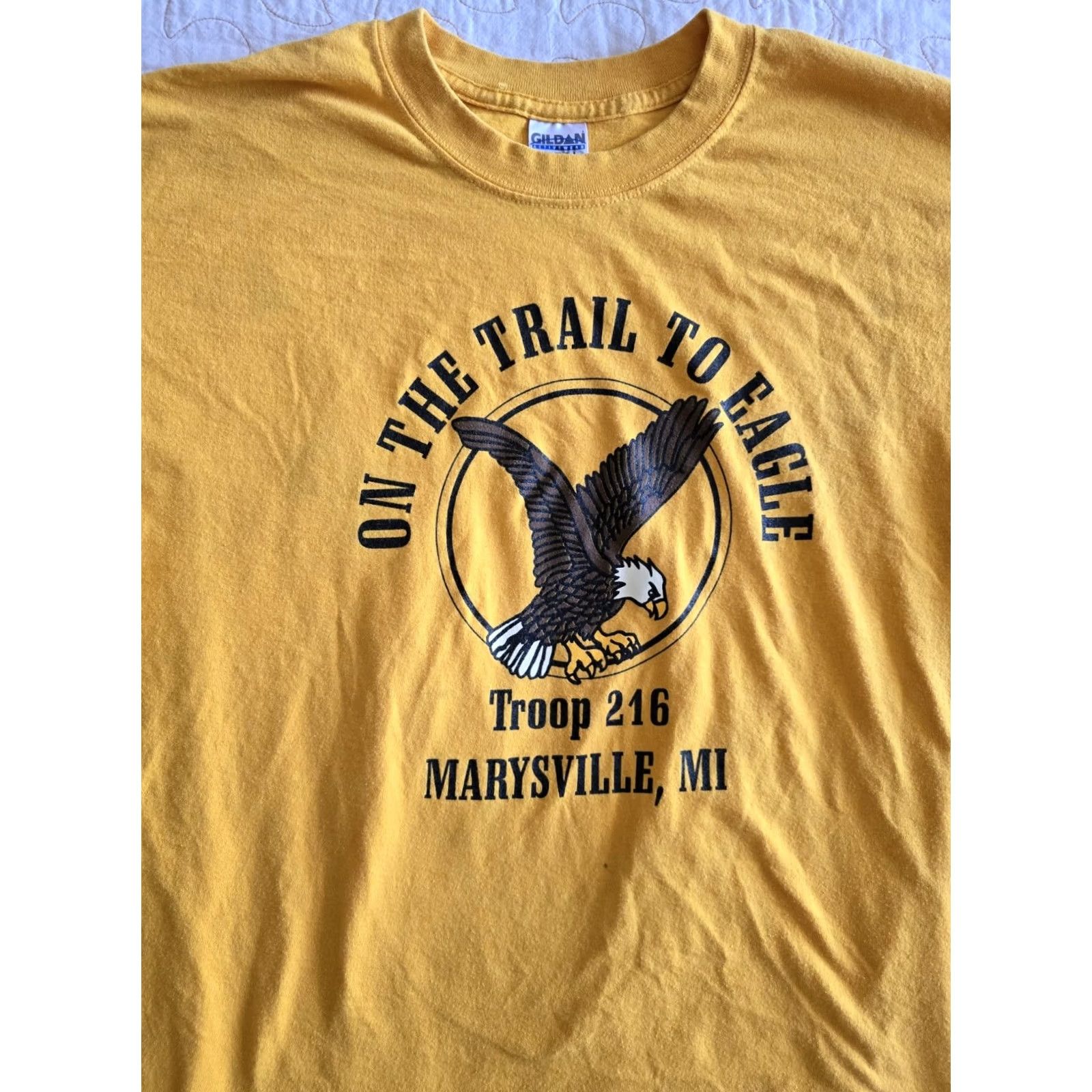 Gildan VINTAGE 90s Y2K Eagle Scouts Tshirt Marysville Michigan Adult Large Yellow Gildan Graphic Tee Unisex Short Sleeve Men's Womens Size US L / EU 52-54 / 3 - 2 Thumbnail