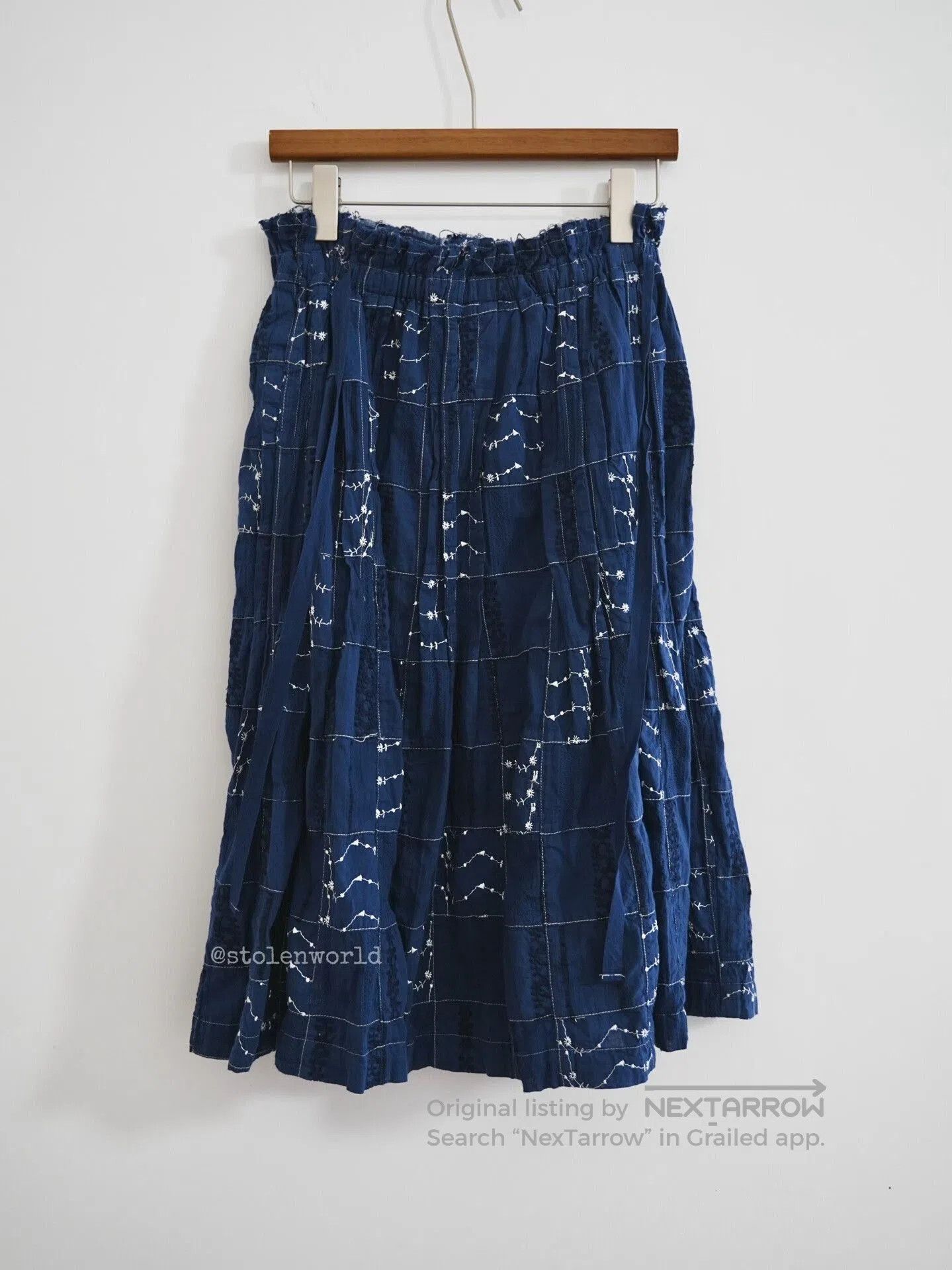 Tricot Comme des Garcons blue dyed patchwork embroidered skirt. Size 23" - 6 Thumbnail