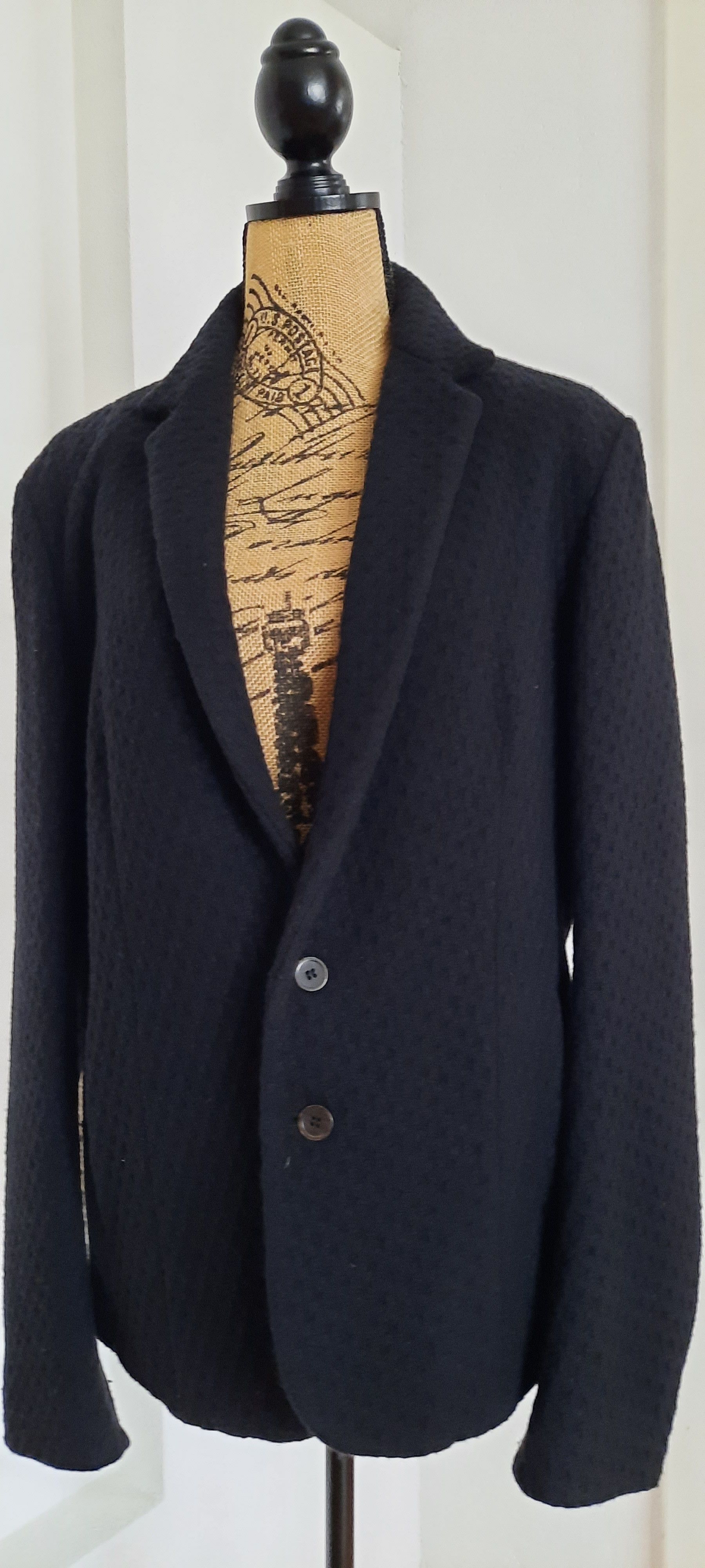 830 SIGN Men’s Wool Jacket Waffle Structure Black M