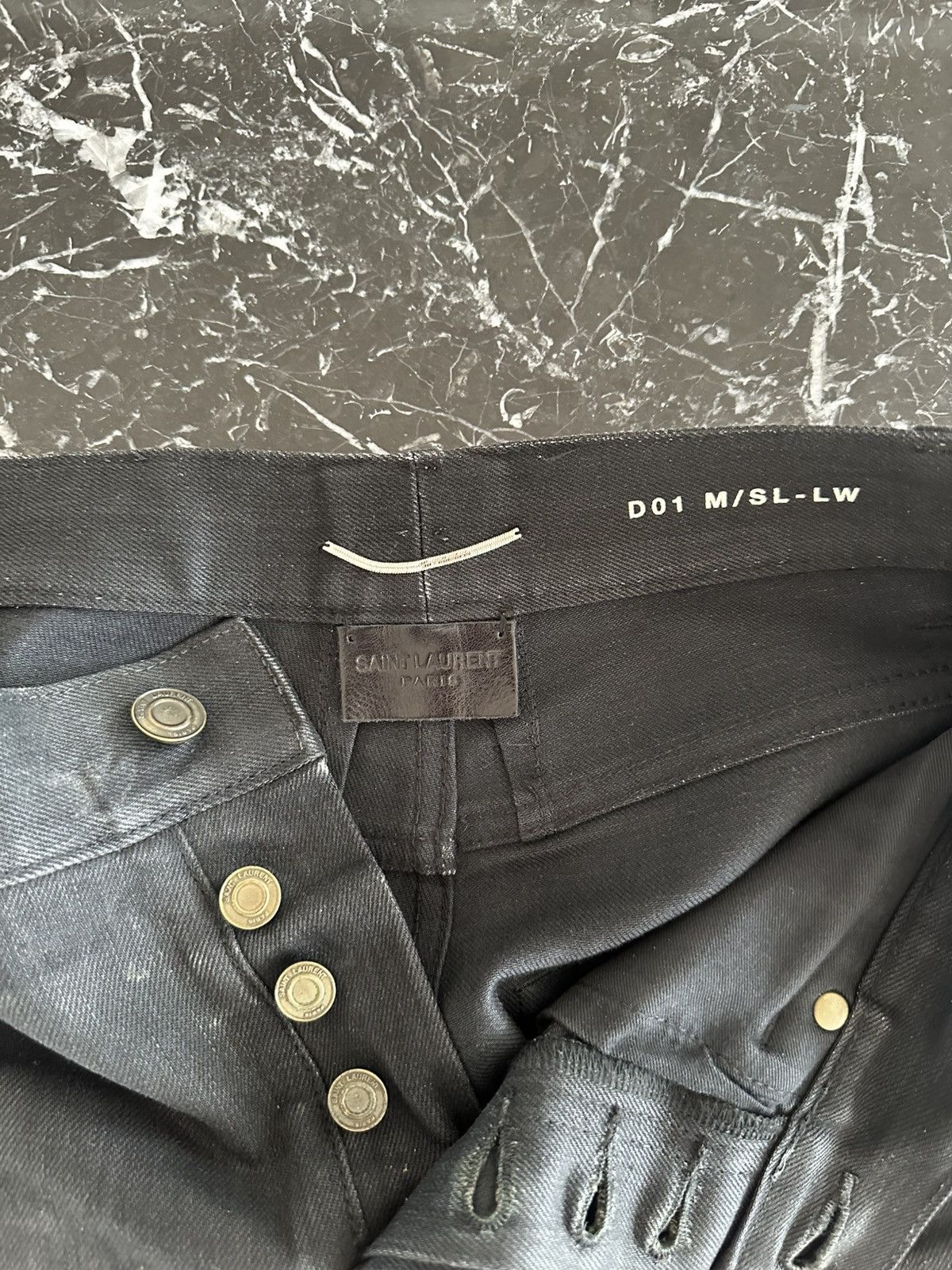 Saint Laurent Paris D01 Black Raw Slim Jeans FW14 Size US 27 - 6 Thumbnail