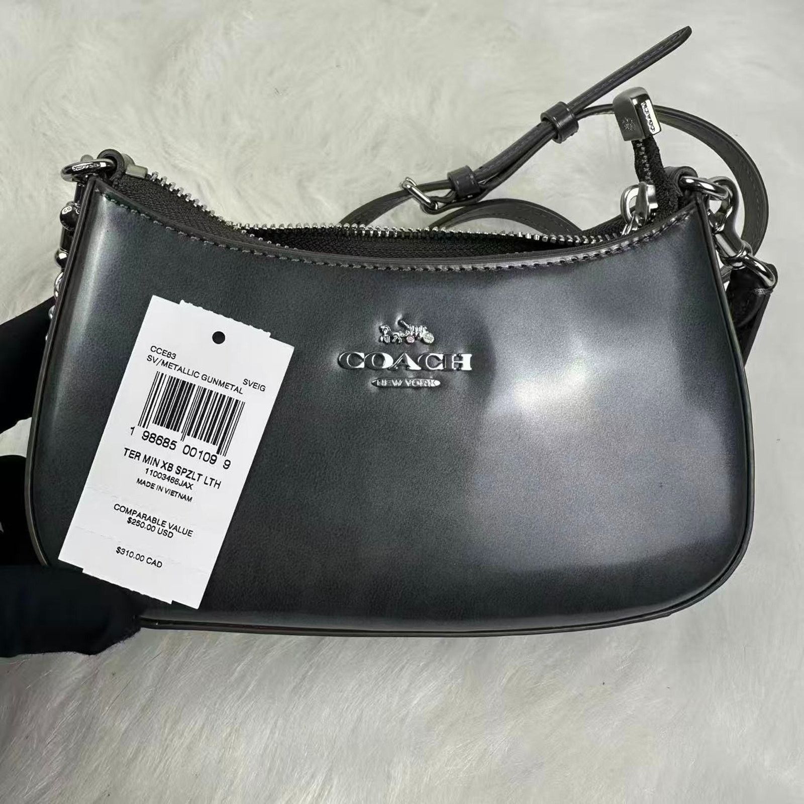 Coach Coach Teri Mini Crossbody Shoulder Silver Metallic Gunmetal Size ONE SIZE - 10 Thumbnail