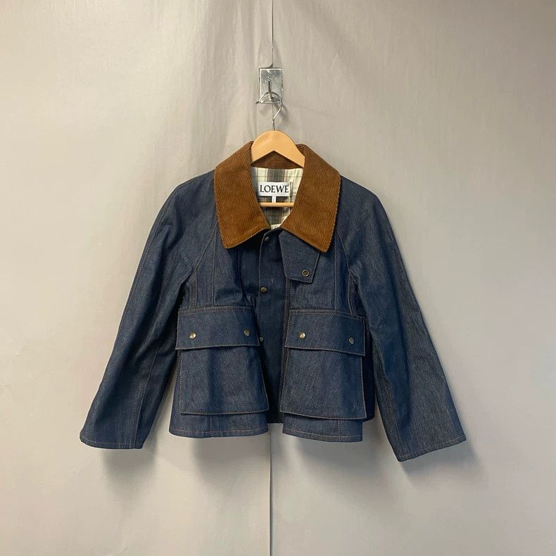 LOEWE Turned collar patchwork design denim jacket