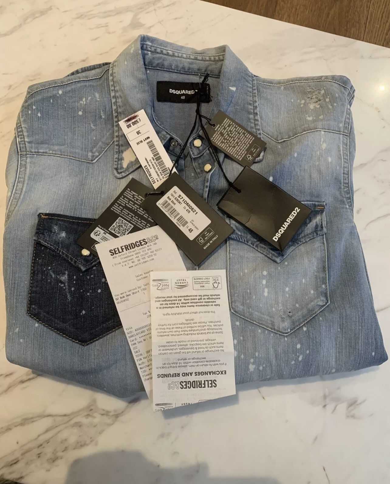 Dsquared2 DSQUARED2 Dsquared2 Light Wash Blue Bob Denim Shirt Size 48 Size US M / EU 48-50 / 2 - 2 Thumbnail