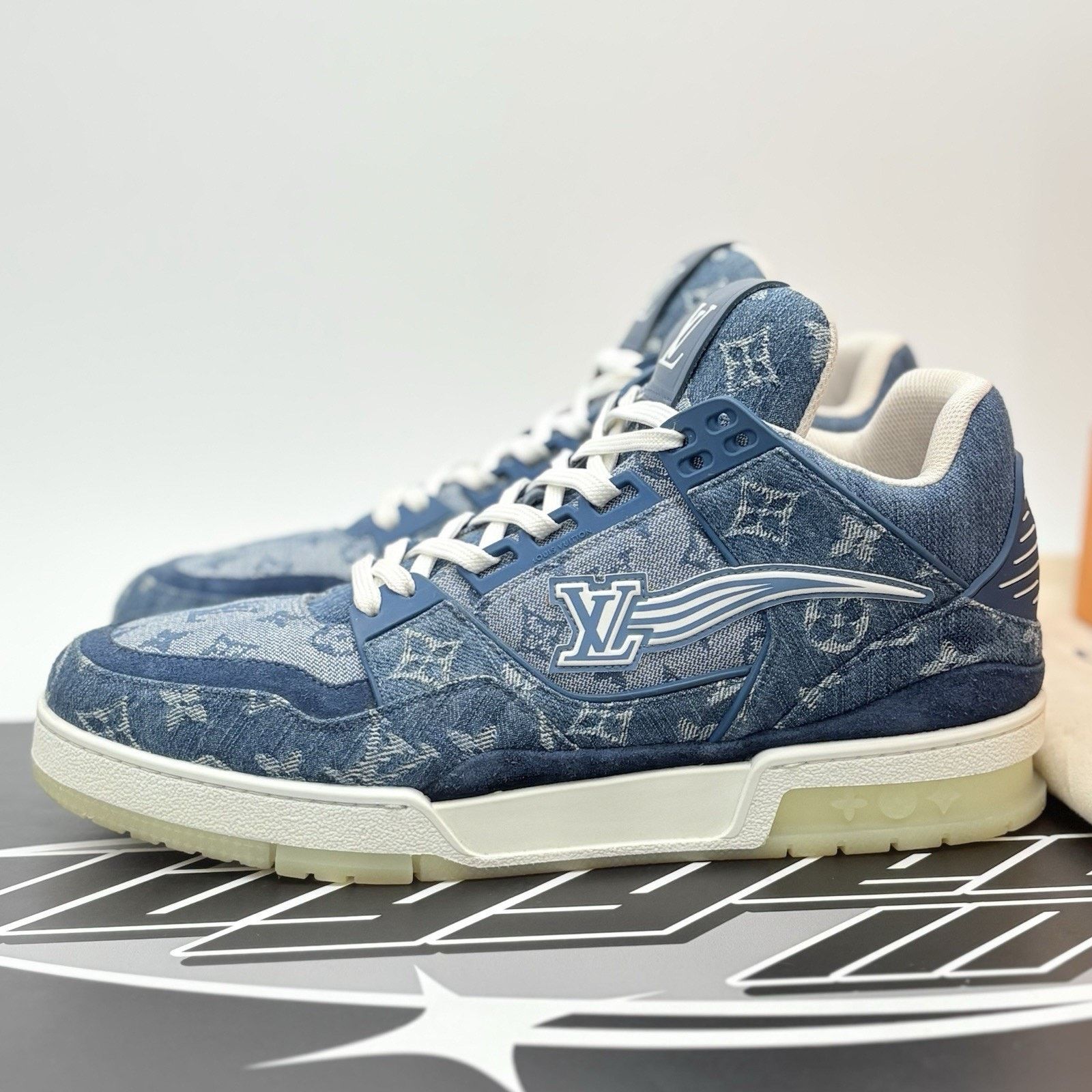 Louis Vuitton Louis Vuitton Denim Mid Trainer ' Blue ' | SUPER CLEAN! Size US 10 / EU 43 - 1 Thumbnail