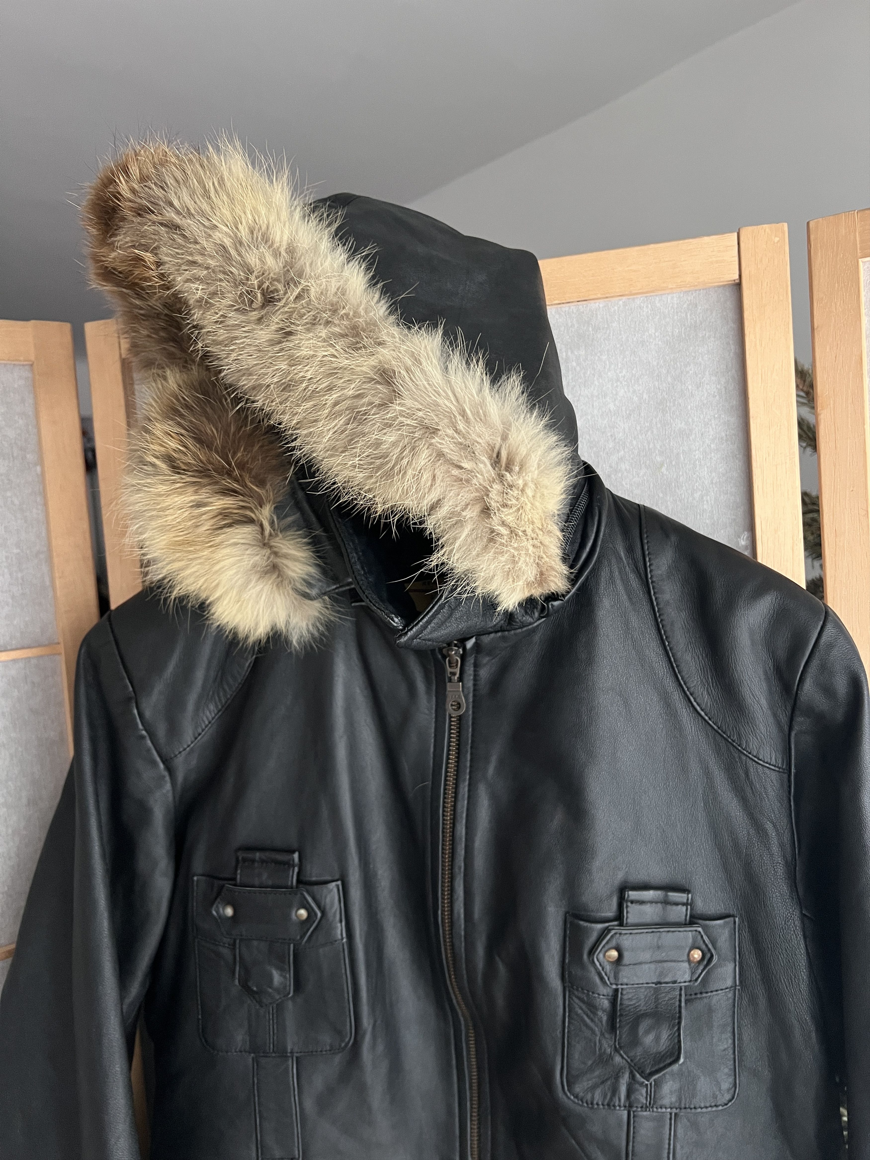 If Six Was Nine Avant garde VTG 00s real leather fur hood jacket y2k hype Size M / US 6-8 / IT 42-44 - 5 Thumbnail