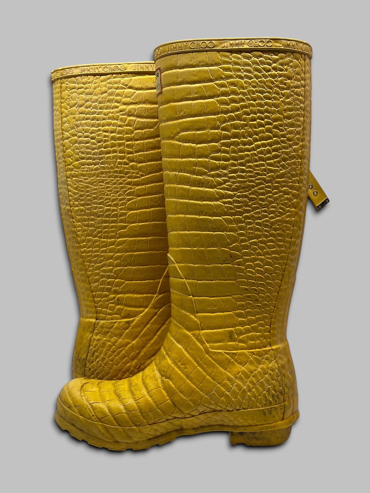 Hunter HUNTER & JIMMY CHOO Special Edition Rain Croc Yellow Boots Size US 4 / IT 34 - 5 Thumbnail