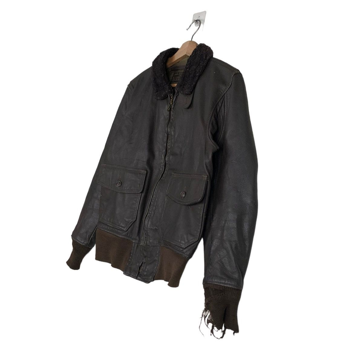 Vintage 🔥VINTAGE LEATHER USN US JACKET FLY MAN BRILL BROS INC USA Size US M / EU 48-50 / 2 - 4 Thumbnail