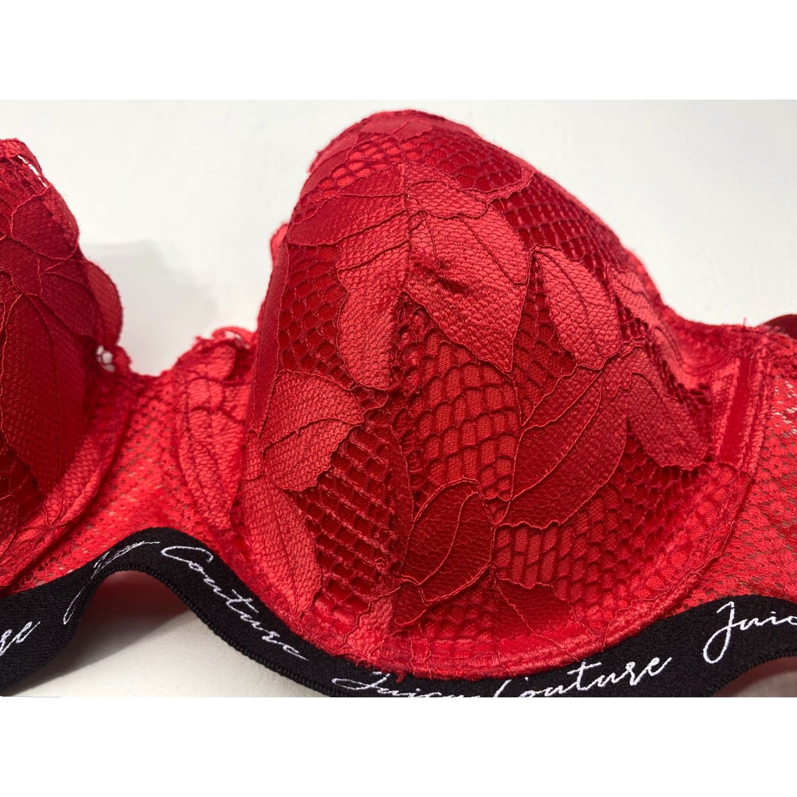 Juicy Couture Juicy Couture Bra Red Lace Padded Push Up 36C Hook & Eye Women’s Shirt? Size ONE SIZE - 3 Thumbnail
