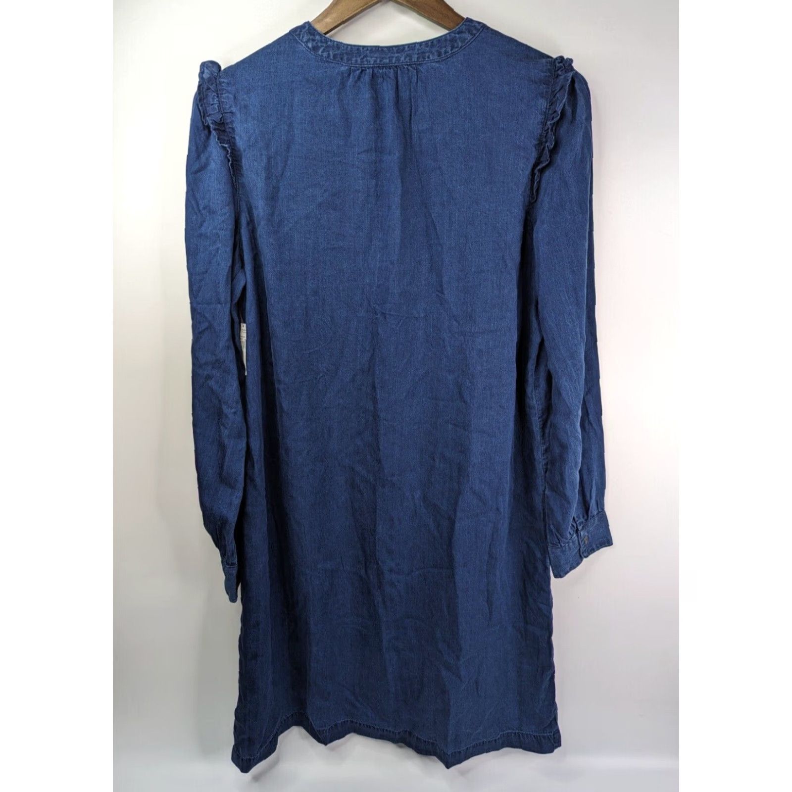 Old Navy NWT Old Navy Shirt Dress Denim Chambray Ruffle Long Sleeve Knee Length Blue M Womens Regular Size 647184 Size M / US 6-8 / IT 42-44 - 4 Thumbnail