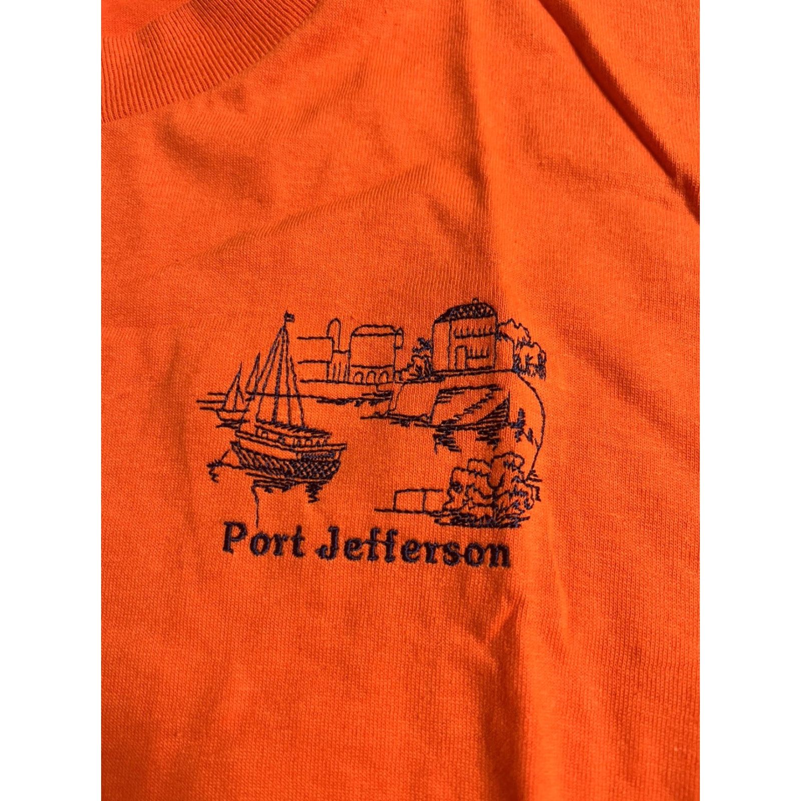 Delta VINTAGE Delta T-Shirt Orange Short Sleeve Embroidered Port Jefferson New York Small S Men Shirt Size US S / EU 44-46 / 1 - 3 Thumbnail