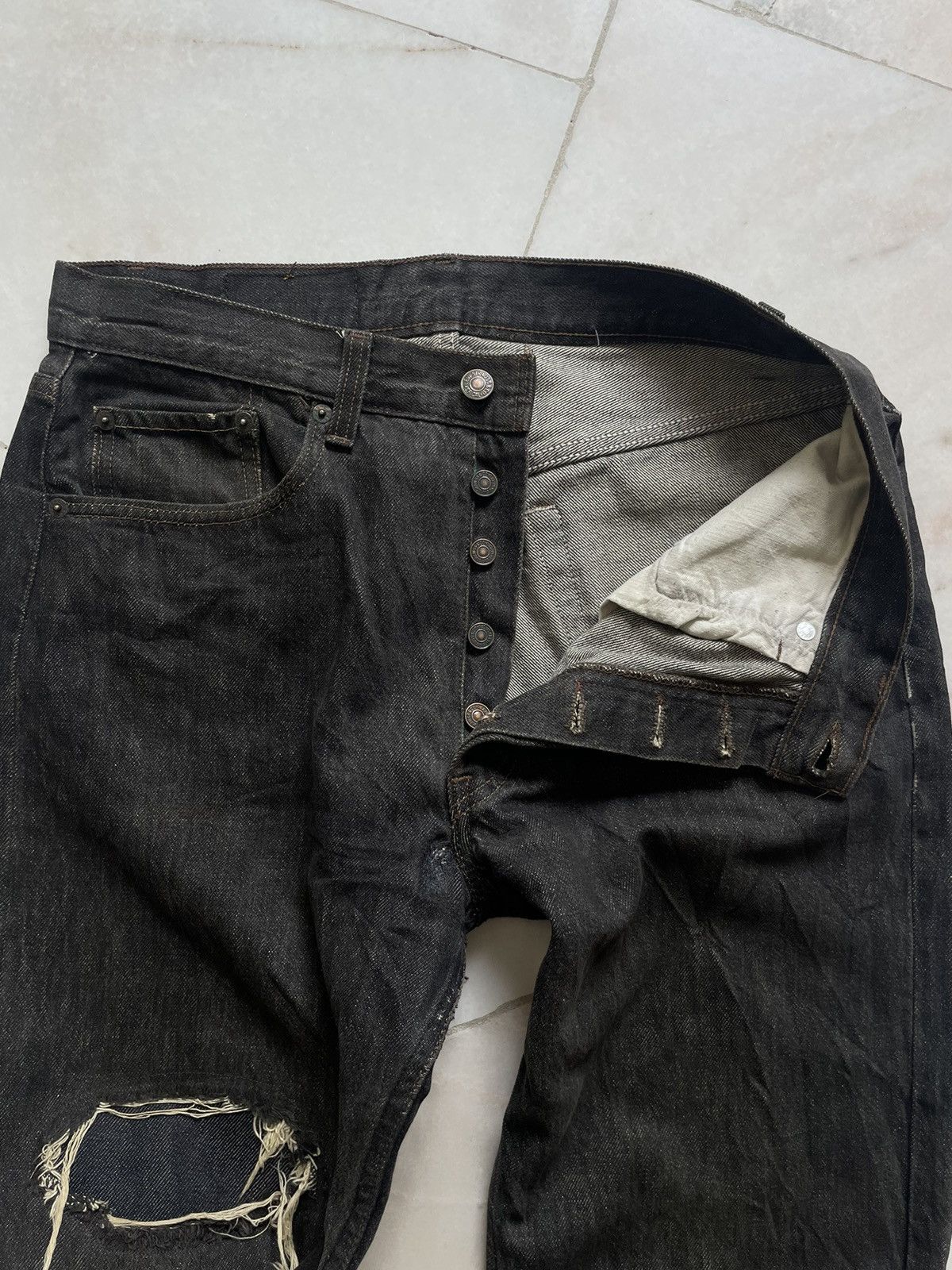 Levi's Vintage 80s Levis Single R Thrashed & Repair Jeans 32x33 Size US 32 / EU 48 - 6 Thumbnail