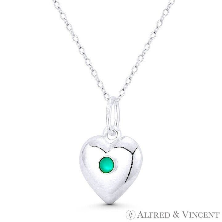 Other Heart & Green CZ Crystal Love Charm Sterling Silver Pendant Size ONE SIZE - 1 Preview