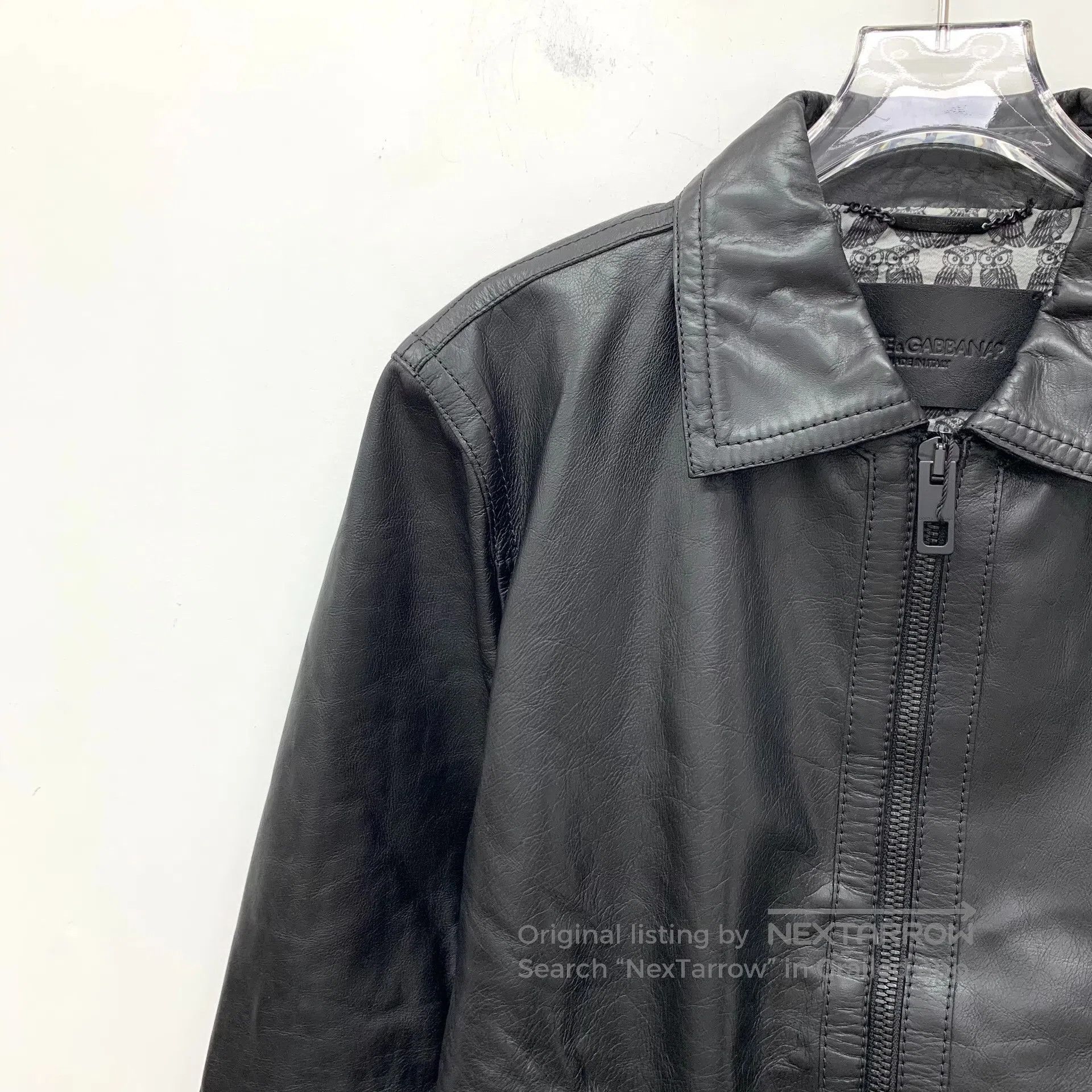 Dolce & Gabbana Dolce Gabbana Black Leather Collar Zip Up Single Breasted Size US L / EU 52-54 / 3 - 3 Thumbnail