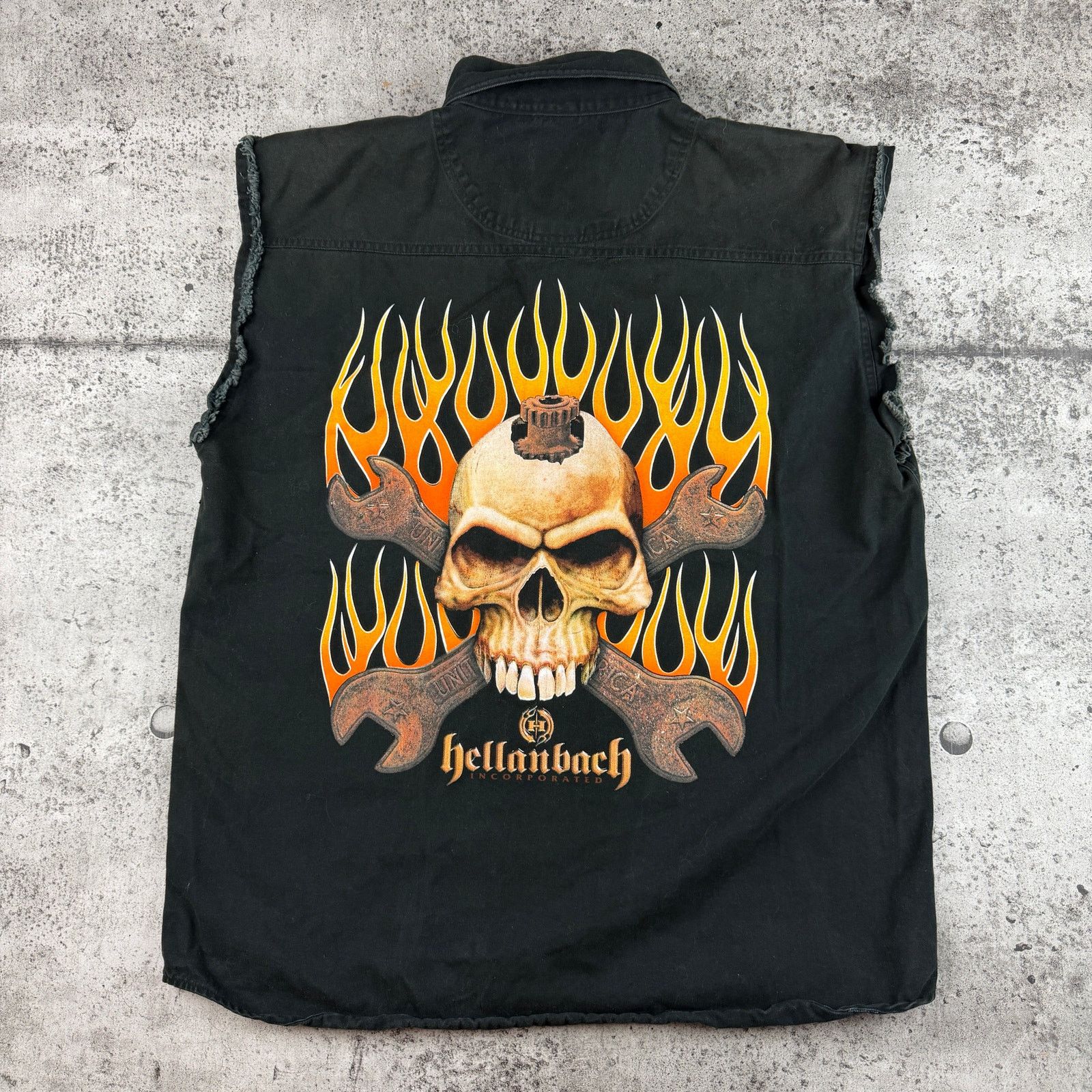Vintage Y2K Skull & Flames Biker Vest Hellenbach Motorcycle Vest Lrg Size US L / EU 52-54 / 3 - 1 Thumbnail