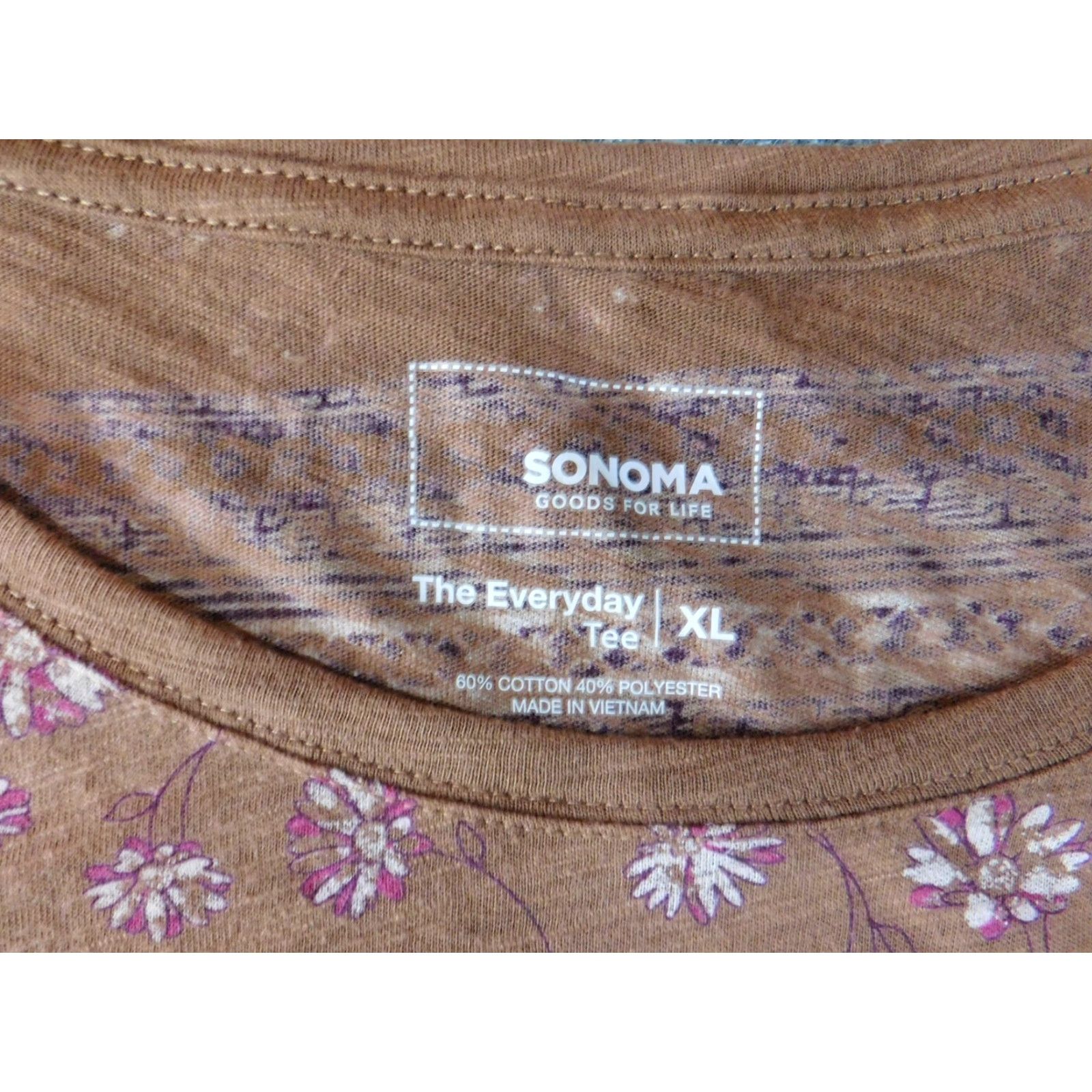 Vintage Sonoma Womens Blouse XL Red Pullover Crew Neck Long Sleeve Stretch Floral Top Everyday Tee Size XL / US 12-14 / IT 48-50 - 4 Thumbnail