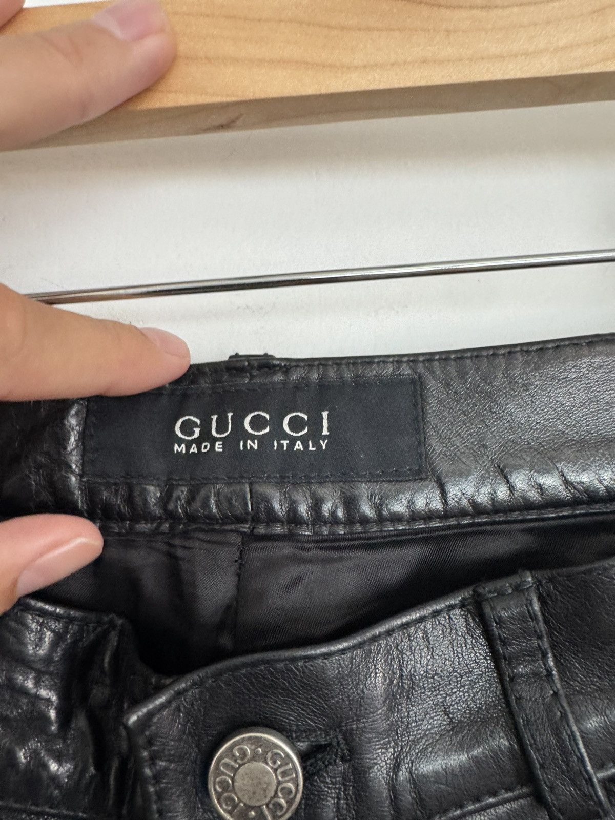 Gucci Vintage Lamb Straight Leg Leather pants Size US 31 - 2 Thumbnail