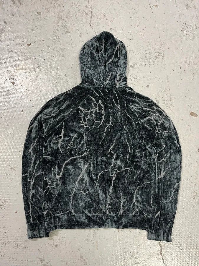 Emporio Armani 2010s Emporio Armani Lightning Crack Grey Velvet Hoodie Size US S / EU 44-46 / 1 - 8 Thumbnail