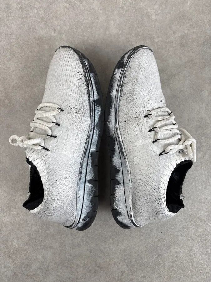 Maison Margiela 2010s Maison Margiela White Knit Cracked Paint Sneakers Size US 13 / EU 46 - 5 Thumbnail