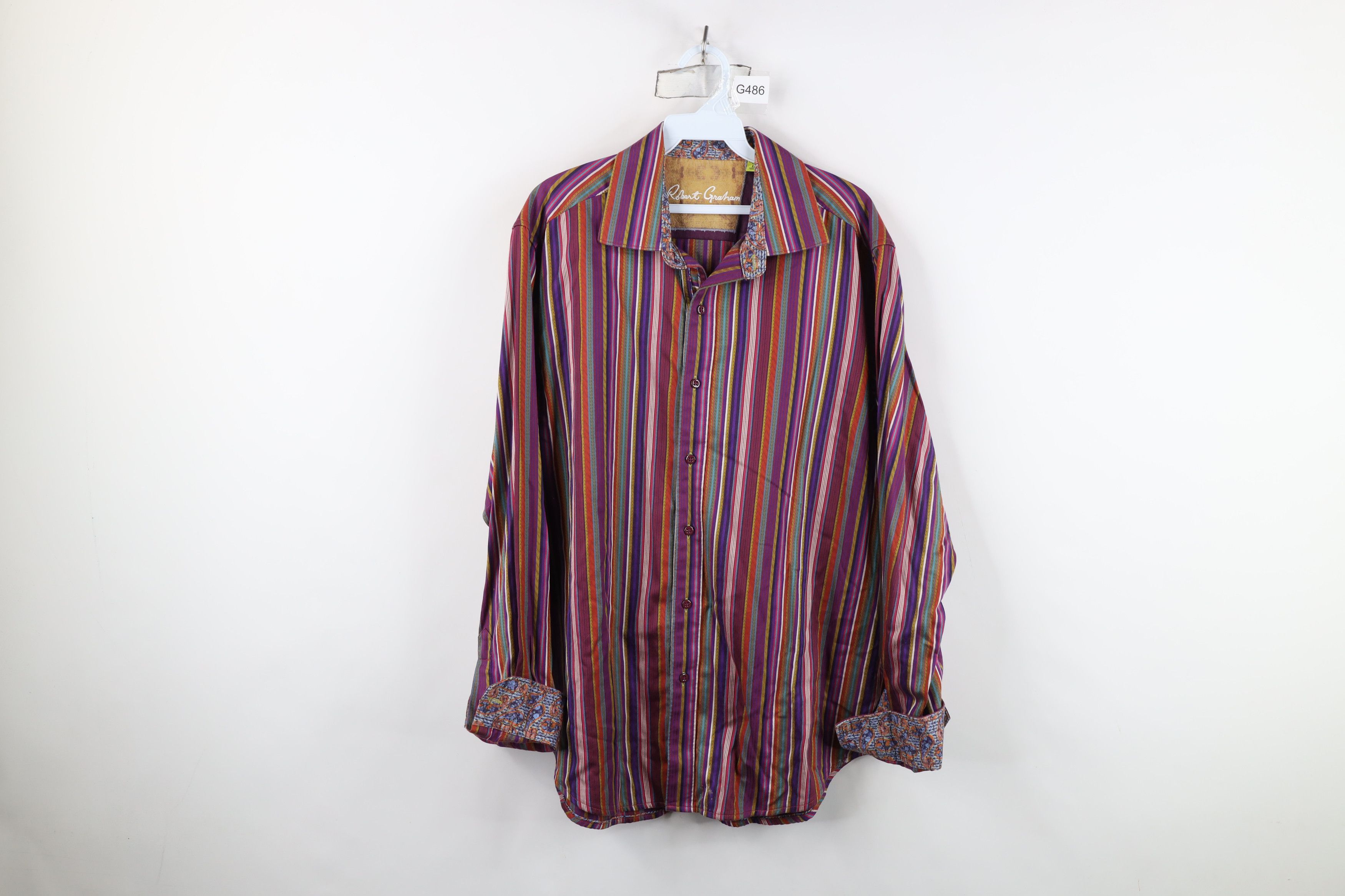 Robert Graham Robert Graham Cuff Rainbow Striped Collared Button Shirt Size US L / EU 52-54 / 3 - 4 Thumbnail