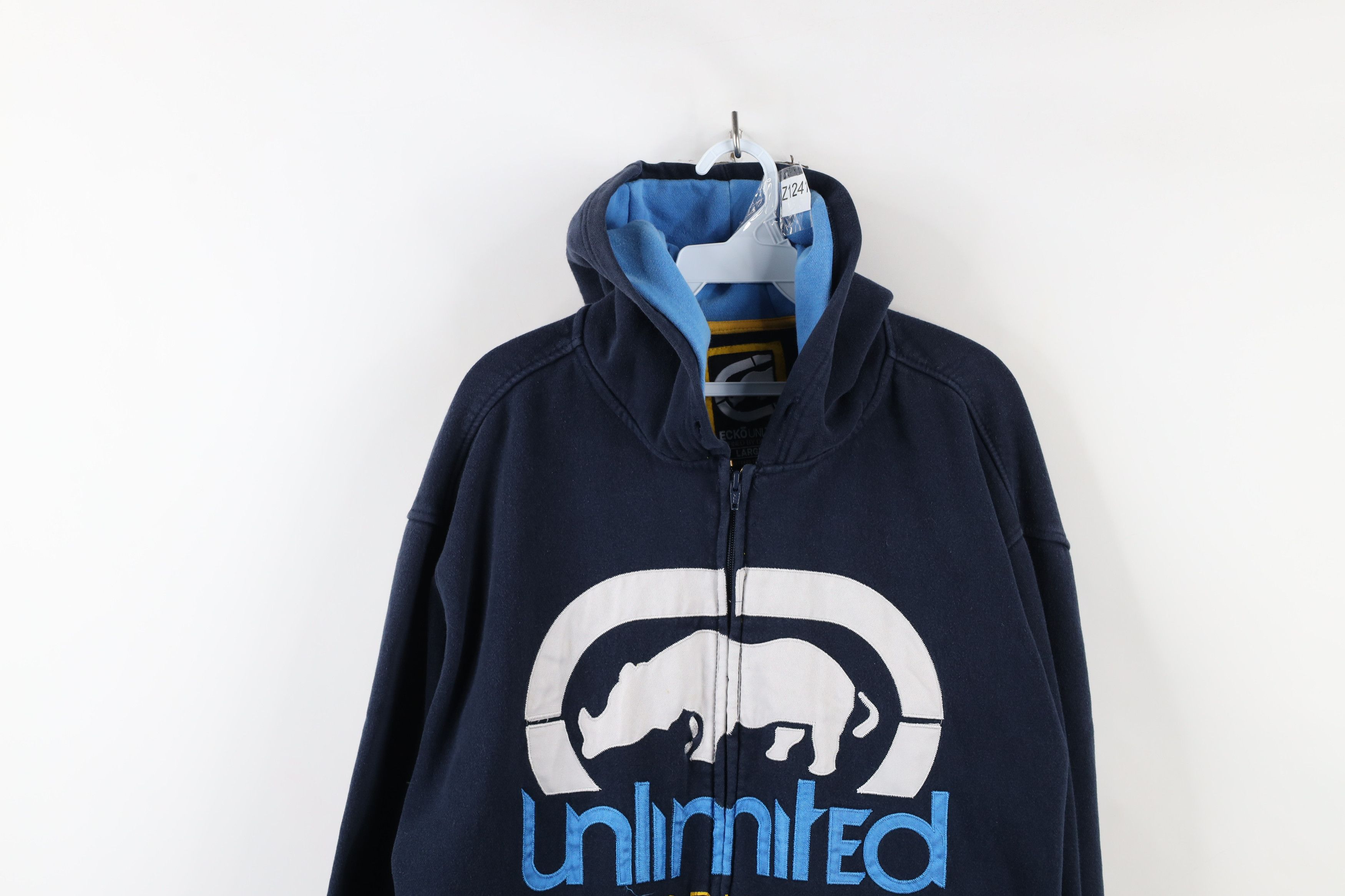 Ecko Unltd. × Vintage Vintage Y2K Ecko Unlimited Spell Baggy Full Zip Hoodie Blue Size US L / EU 52-54 / 3 - 2 Thumbnail