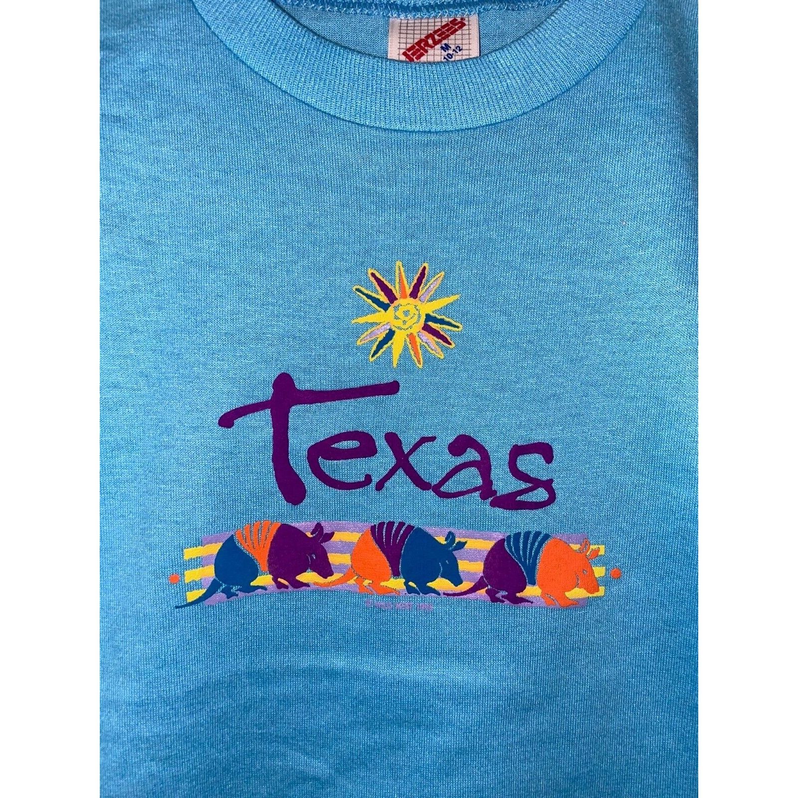 Vintage 90s Youth Vintage Texas Armadillo Graphic Blue Shirt Tee M Size M / US 6-8 / IT 42-44 - 2 Thumbnail
