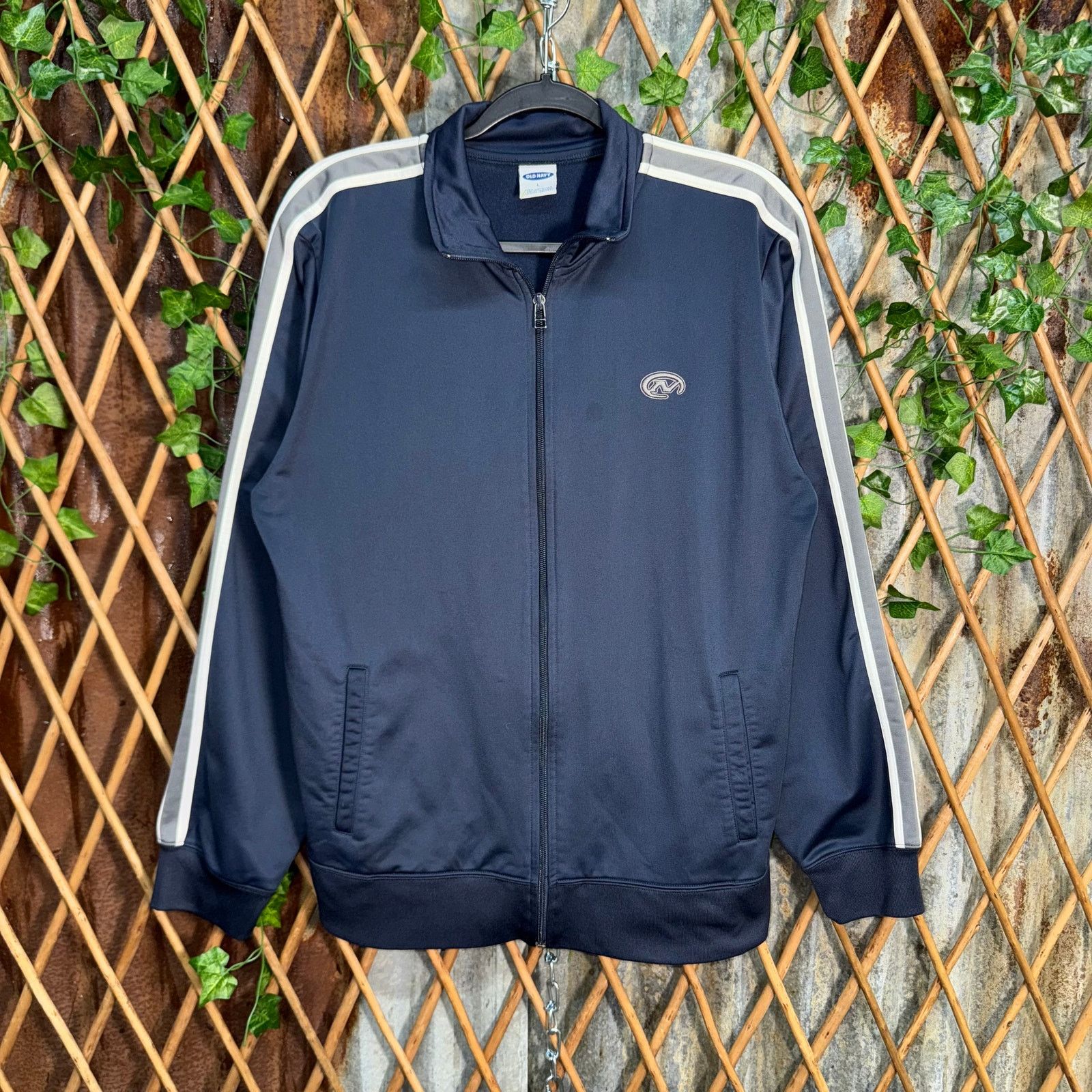 Old Navy Vintage Y2K Old Navy 2000s embroider stripe zip track jacket Size US L / EU 52-54 / 3 - 1 Thumbnail