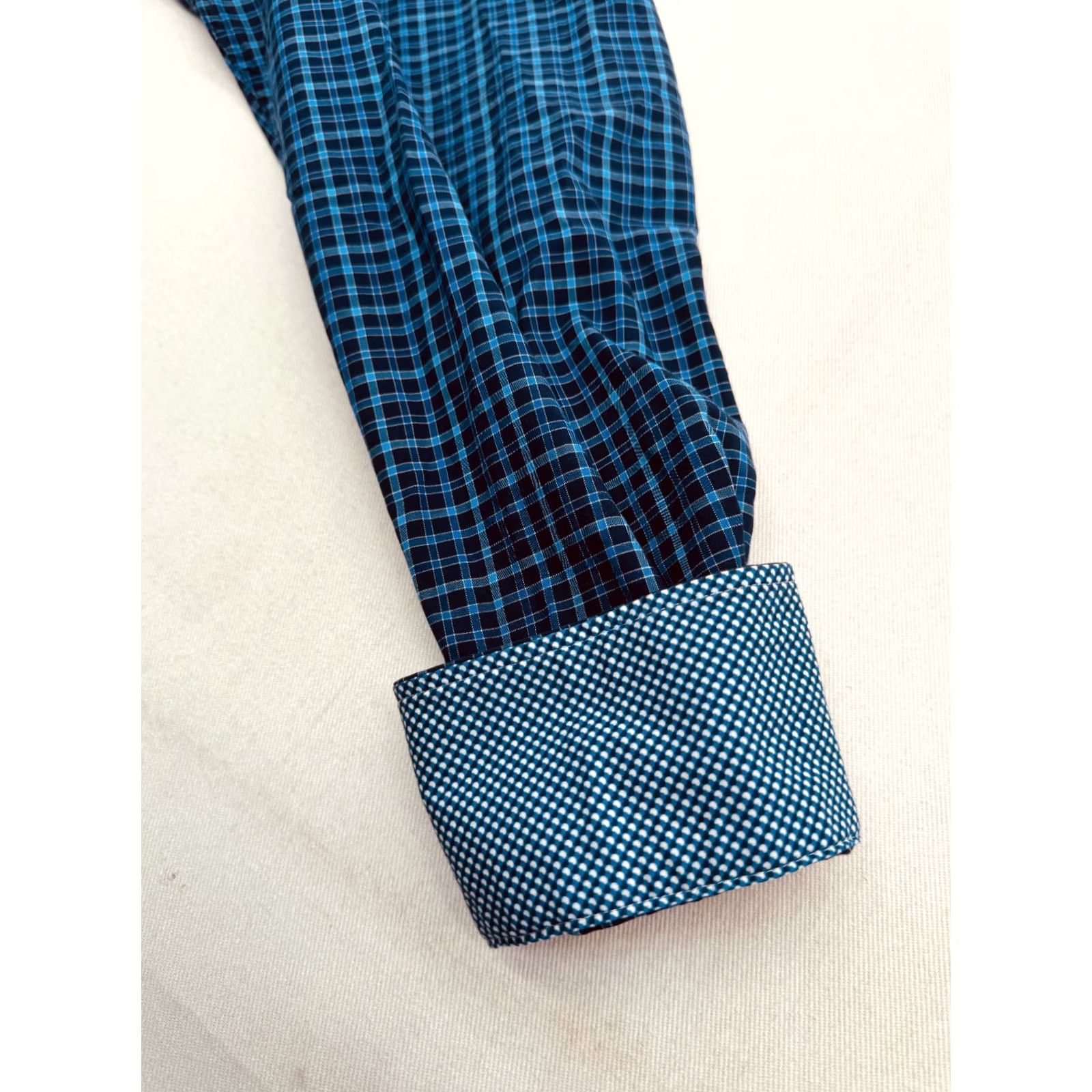 BUGATCHI BUGATCHI Blue Check Dress Shirt Long Sleeve Button Up Mens XL 2XL Shaped Fit Cotton Shirt Size US XXL / EU 58 / 5 - 6 Thumbnail