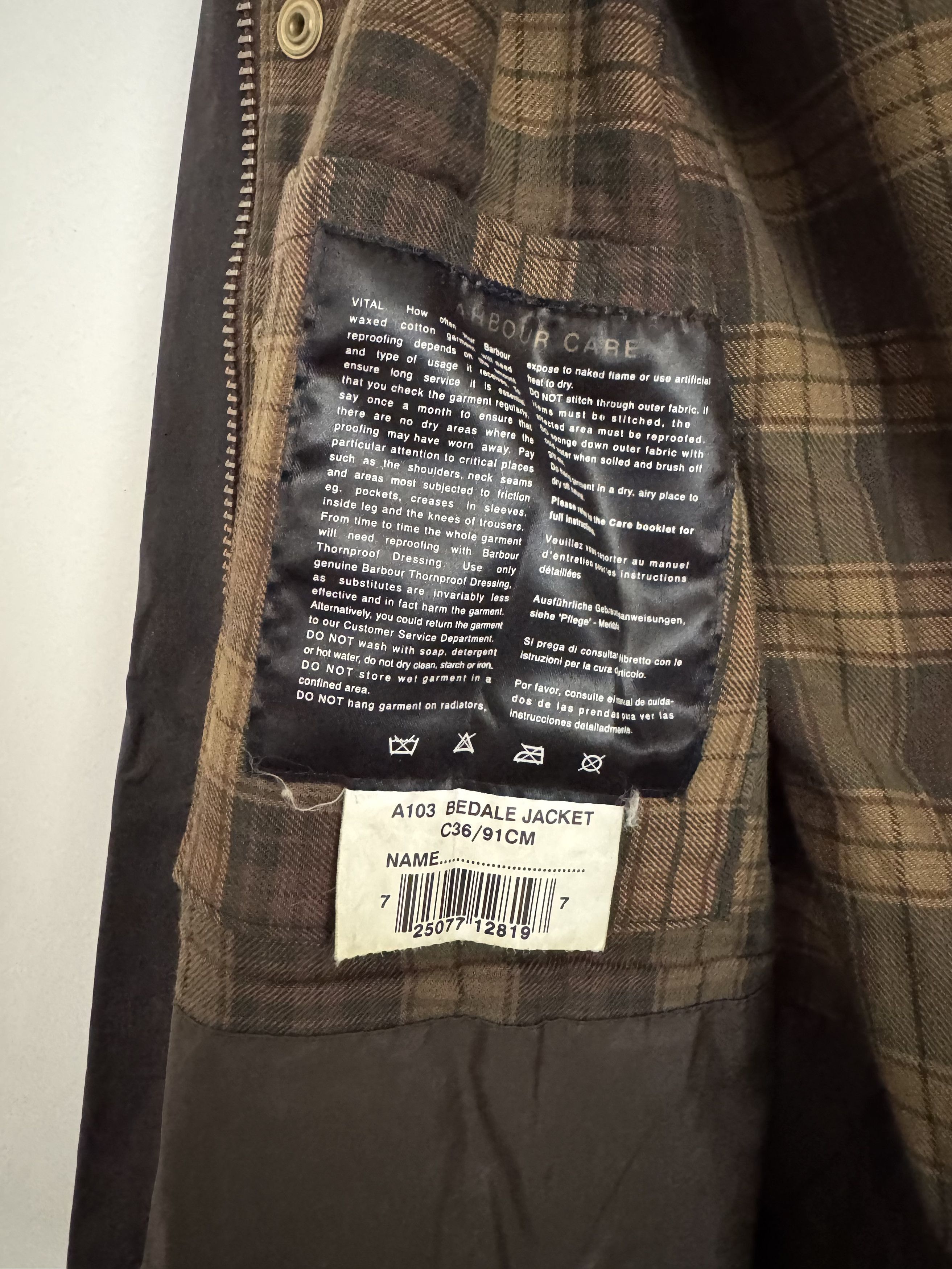 Barbour Barbour A103 Bedale Rustic Brown C36 mens wax cotton jacket Size US S / EU 44-46 / 1 - 3 Thumbnail