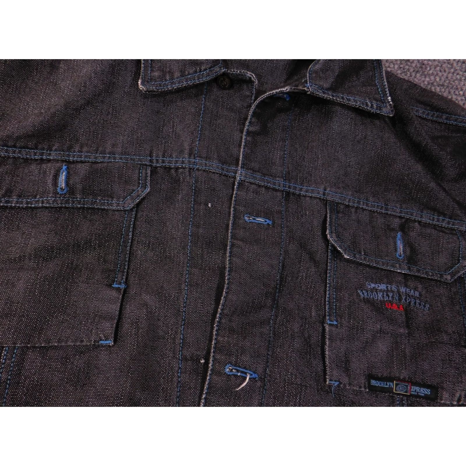 Express BROOKLYN XPRESS Jacket Mens 2XL Bomber Denim Black Vintage Army Casual Pockets Classic Cotton Lining Mid-Length Representation: Atom Size US XXL / EU 58 / 5 - 7 Thumbnail