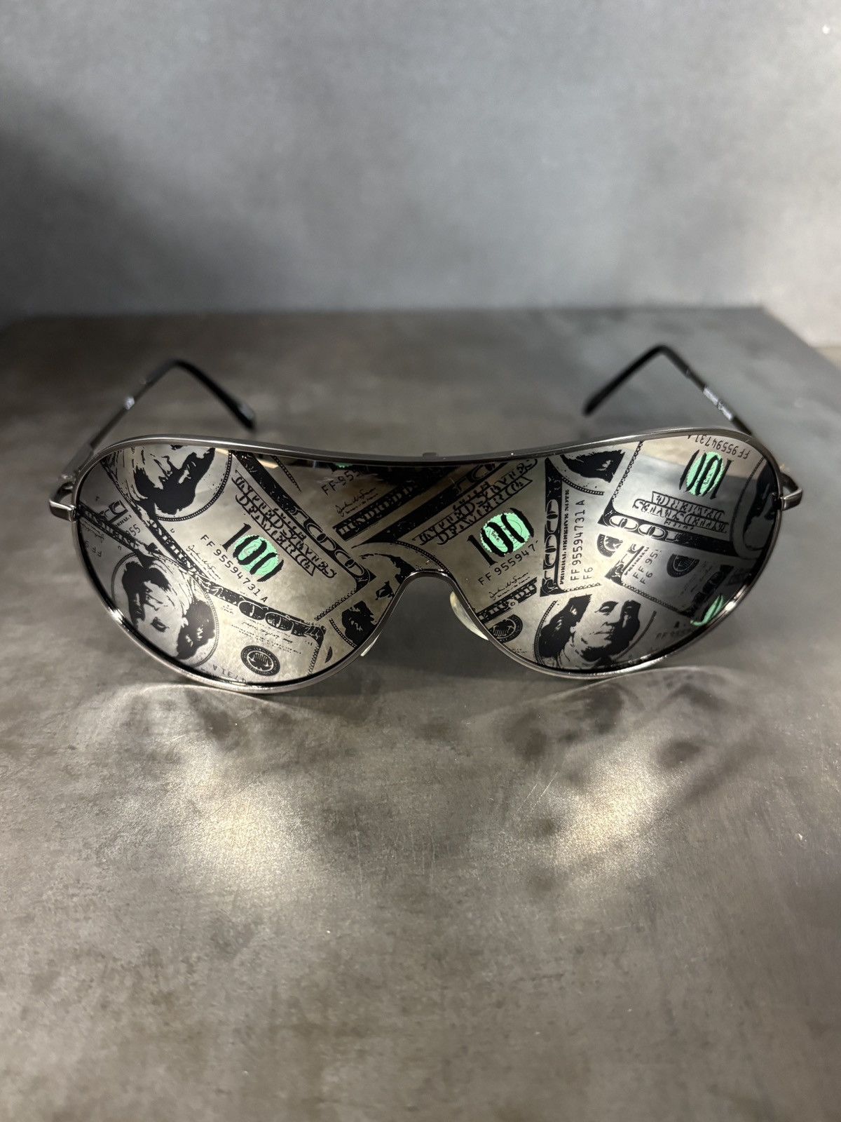 Vintage Y2K Cash Money Print Sunglasses $100 Dollar Aviator Novelty Size ONE SIZE - 20 Thumbnail