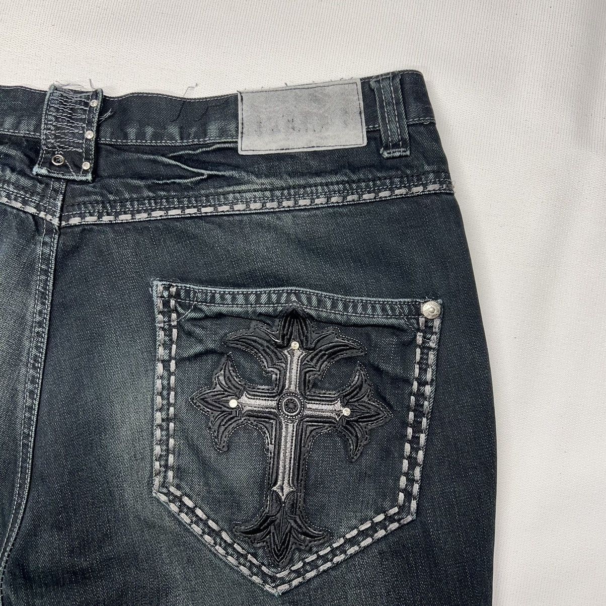 Imperious × Vintage Imperious Delf Jeans Black Denim Stitch Cross Pocket Y2K Size US 38 / EU 54 - 14 Thumbnail