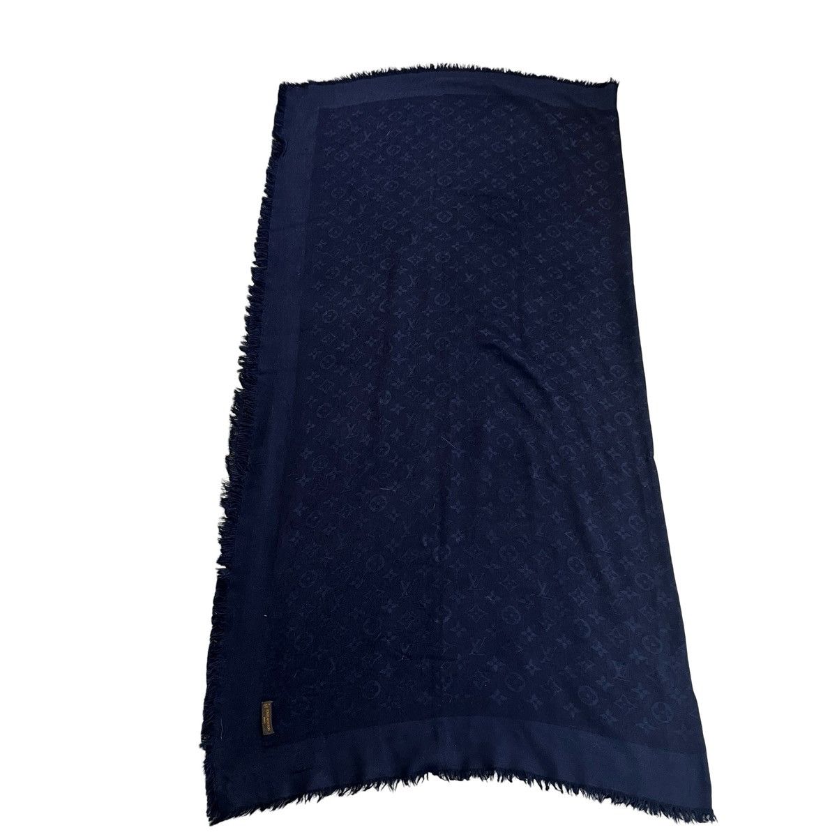 Louis Vuitton LOUIS VUITTON Navy Monogram Classic Shawl Size ONE SIZE - 2 Thumbnail