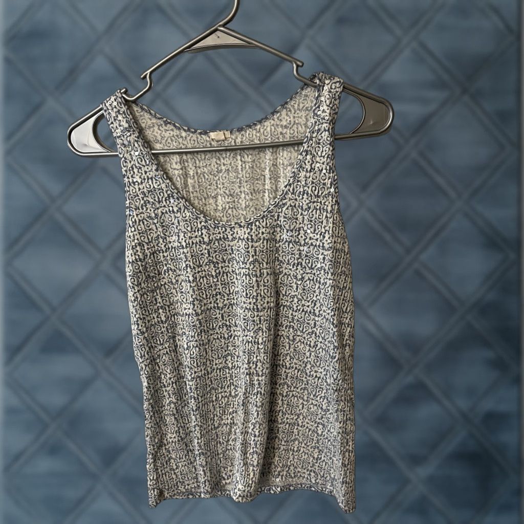 J.Crew J Crew Tank Top Sunlit Sequin Print Blue White Size Small Womens #67688 EUC Size S / US 4 / IT 40 - 1 Thumbnail