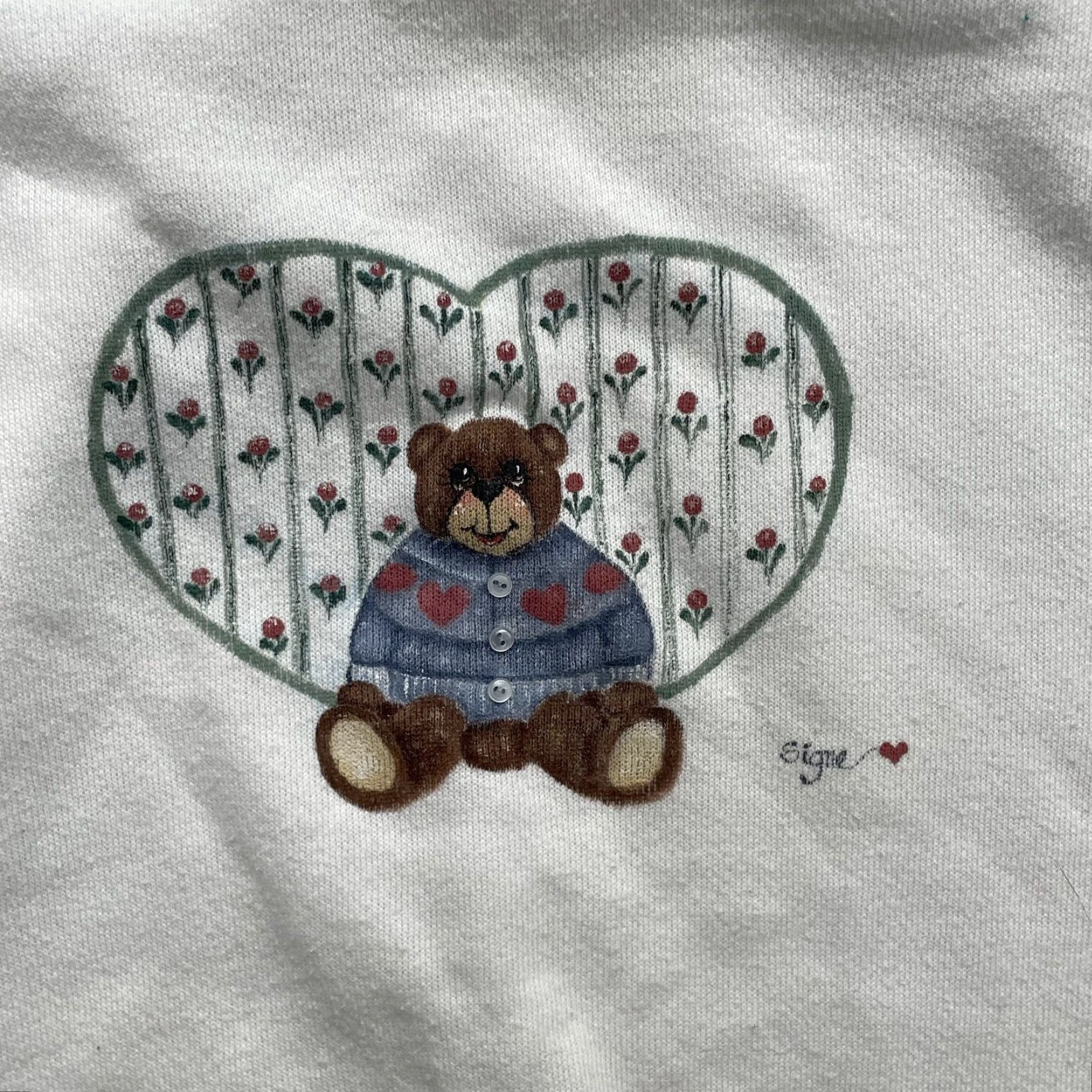 Hanes VINTAGE Hanes Sweater Large Teddy Bear Heart 90's Grandma Y2k Cute Cottage Core Size US L / EU 52-54 / 3 - 2 Thumbnail