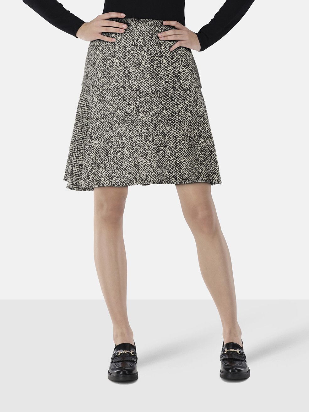 Lanvin Black & White Wool Flared Skirt Size 26" / US 2 / IT 38 - 1 Thumbnail