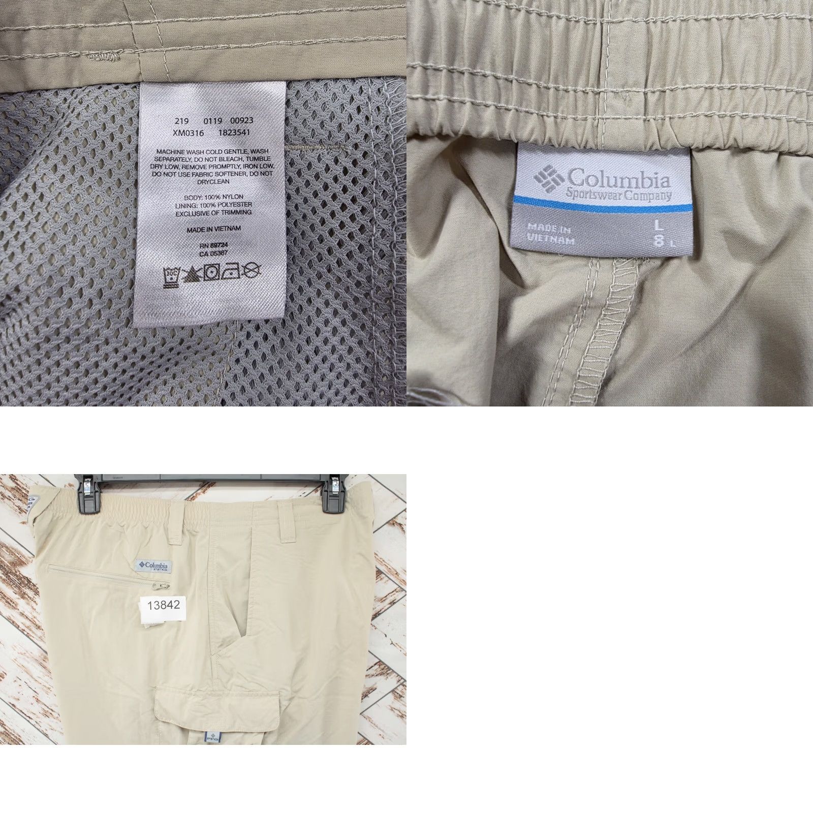Vintage Columbia Omni-Shield PFG Shorts Mens Large Beige Cargo Chino Beach Outdoor Fishing Nautical PFG Size US 33 - 8 Thumbnail
