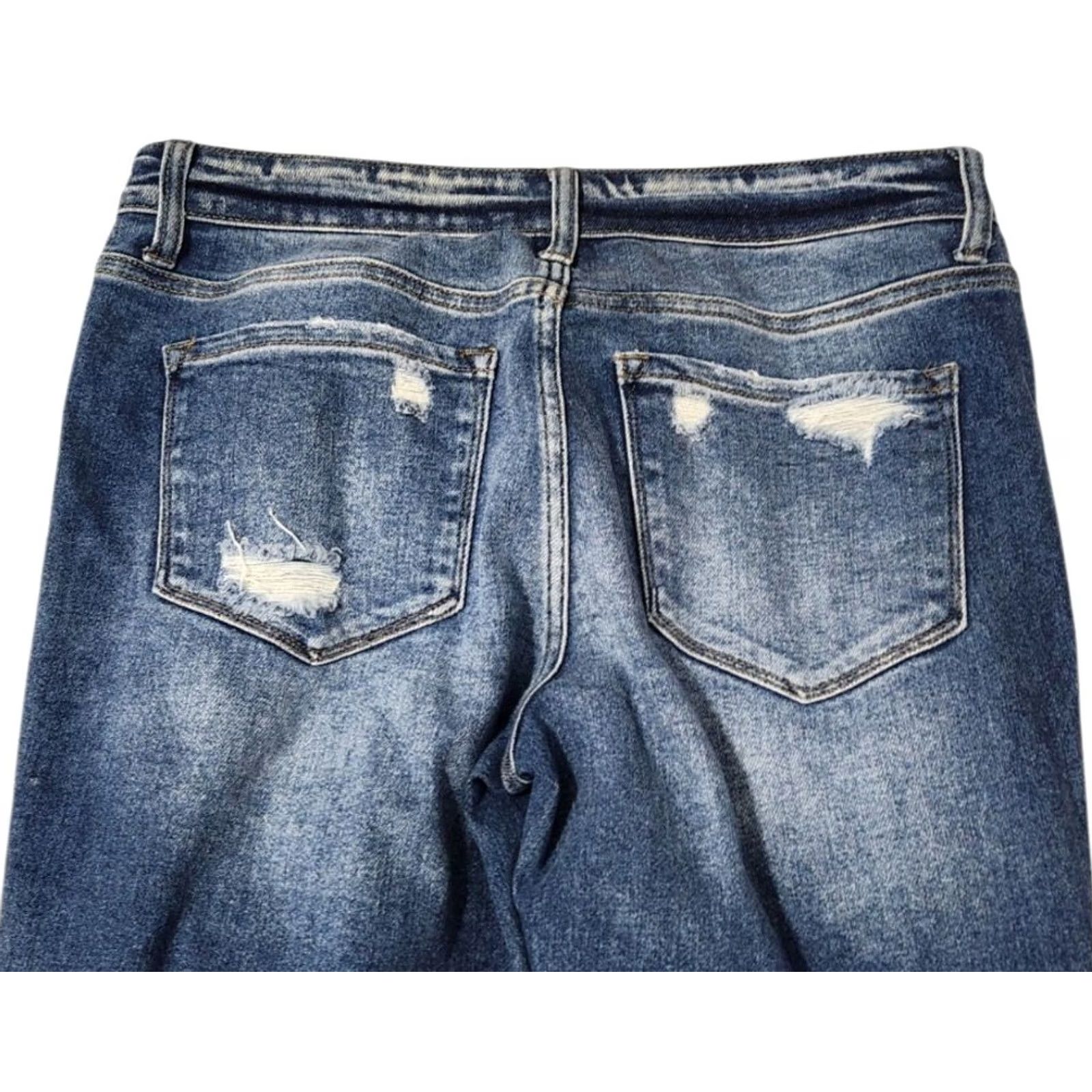 Vintage Flying Monkey Skinny Jeans Womens Size 30 Mid Rise Button Fly Distressed Ripped Blue Denim 5-Pocket 93% Cotton Blend Size 30" / US 8 / IT 44 - 5 Thumbnail