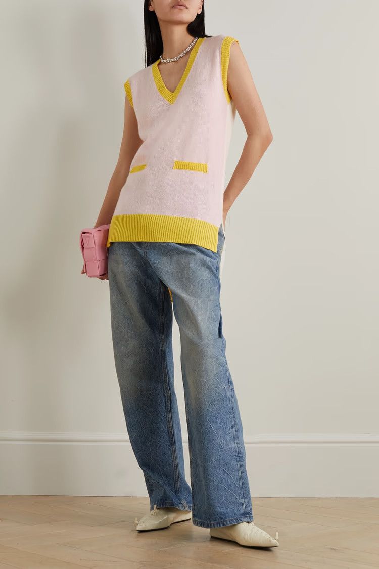 Marni o1y1125 Cashmere Blend Sweater in Light Pink/Yellow Size M / US 6-8 / IT 42-44 - 4 Thumbnail