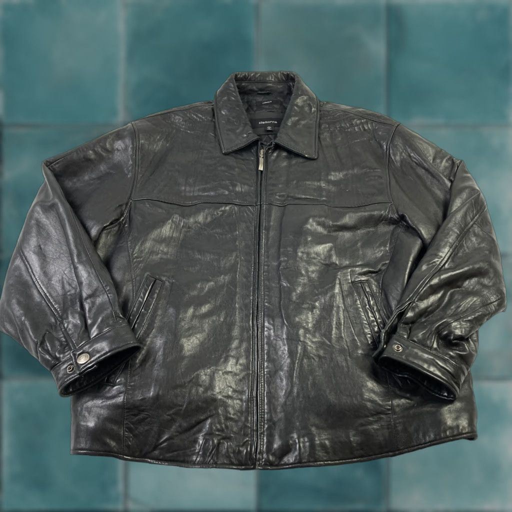 Liz Claiborne Claiborne Leather Jacket Mens XL Quilted Adjustable Waist Biker Size US XL / EU 56 / 4 - 1 Thumbnail
